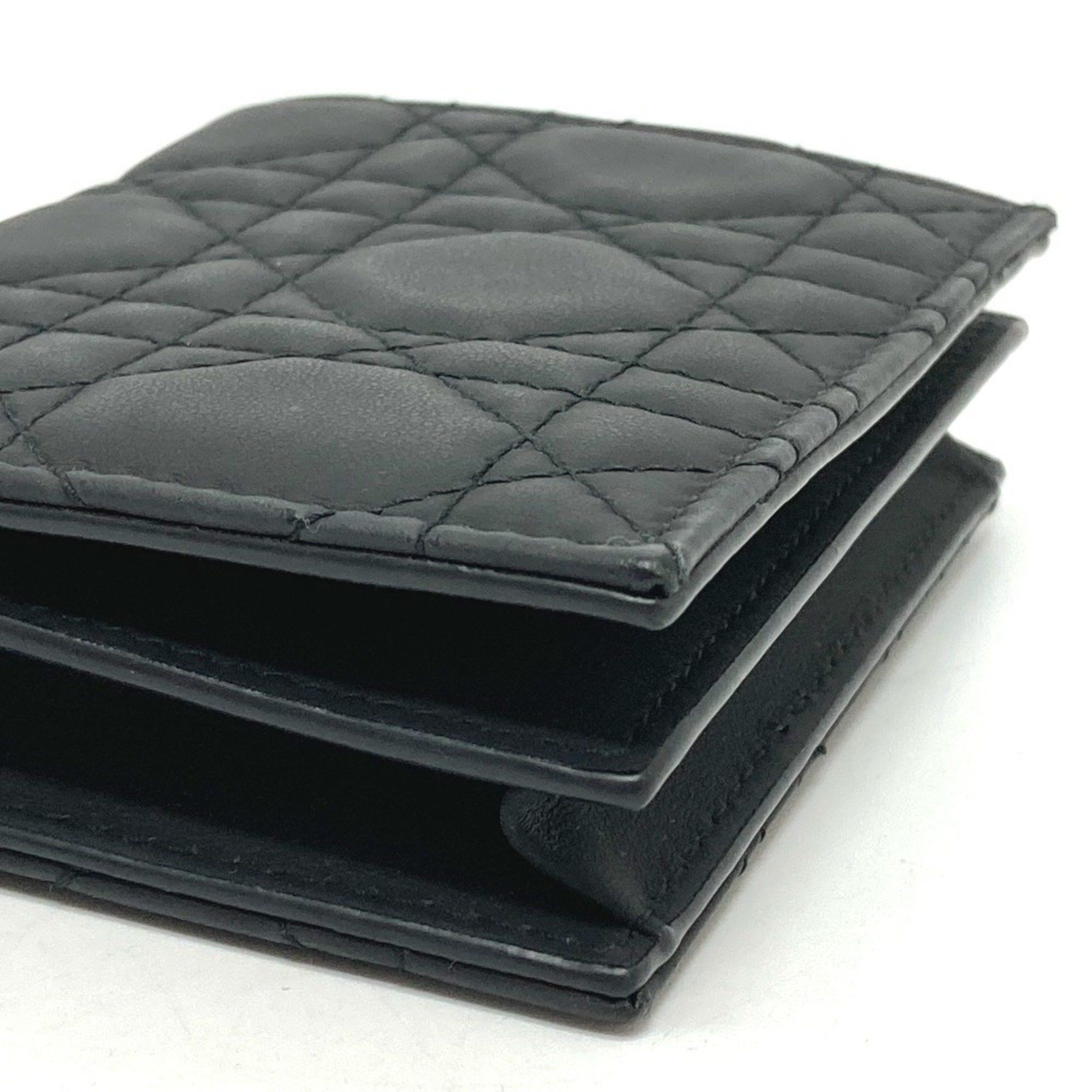 Dior Christian Dior Dior S0178SLOI Lady Mini Wallet Bi-fold Leather Women's Black Size ONE SIZE - 6 Thumbnail