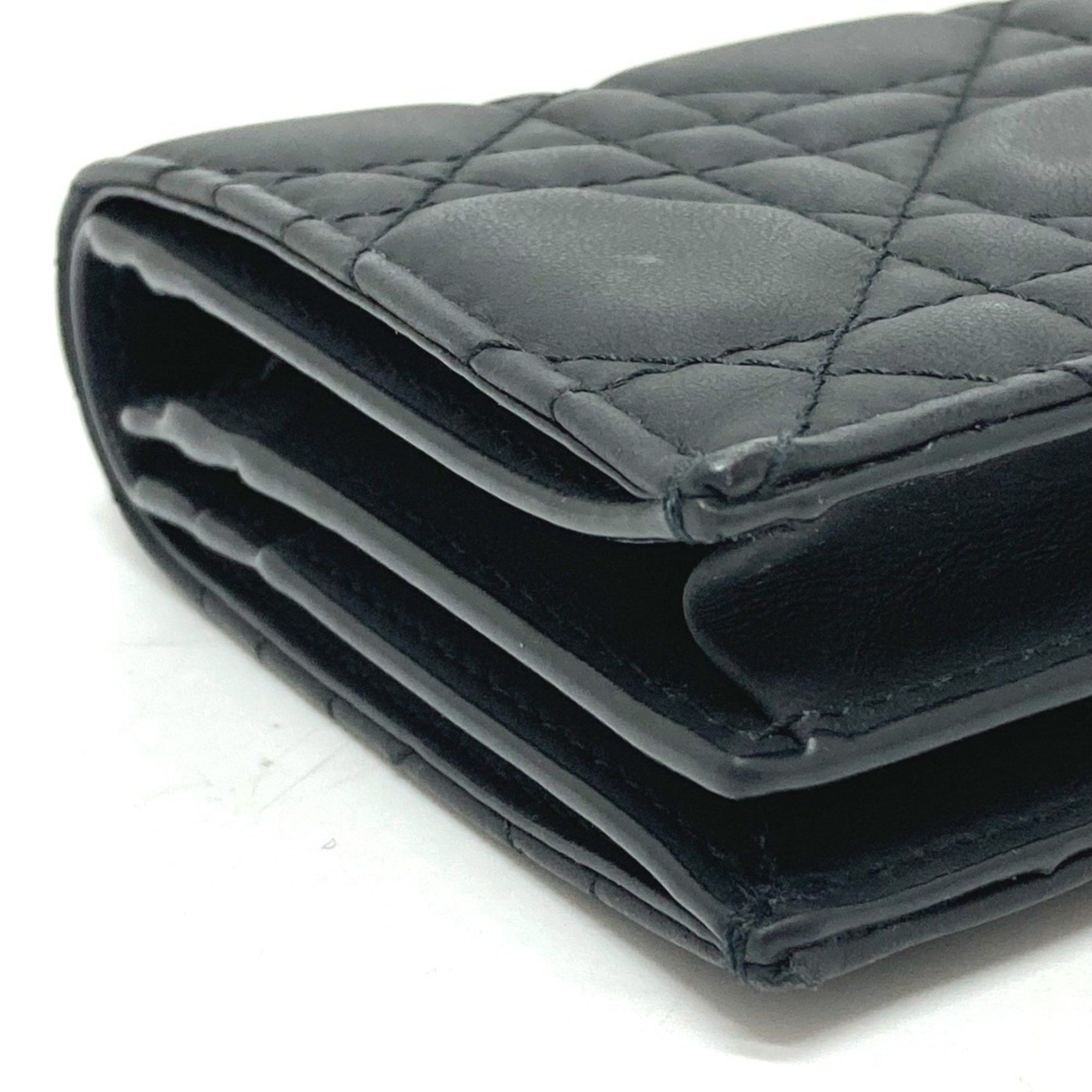 Dior Christian Dior Dior S0178SLOI Lady Mini Wallet Bi-fold Leather Women's Black Size ONE SIZE - 5 Thumbnail