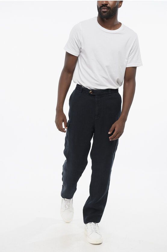 Pure Linen Cargo Pants with Belt Loops