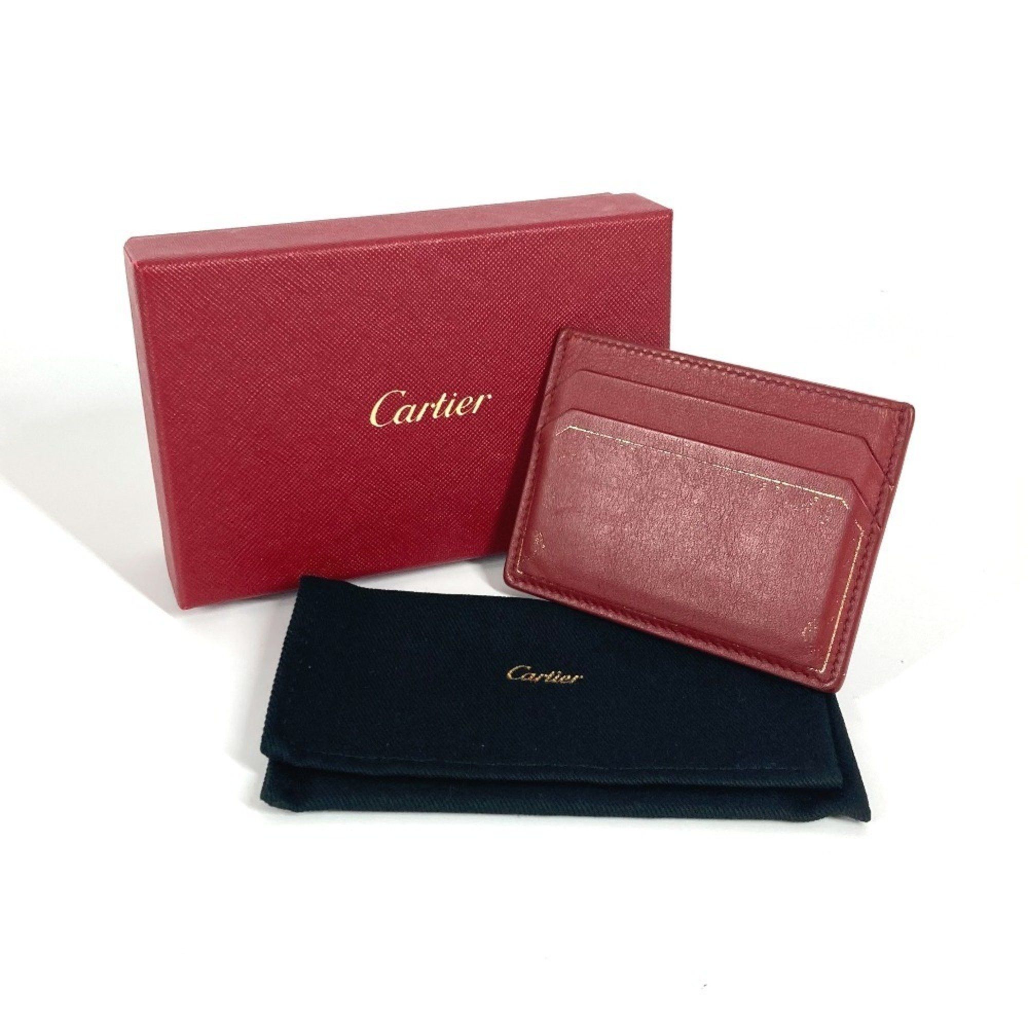 Cartier CARTIER Garland de Cartier Business Card Holder, Pass Case, Leather, Women's, Wine Red Size ONE SIZE - 12 Thumbnail