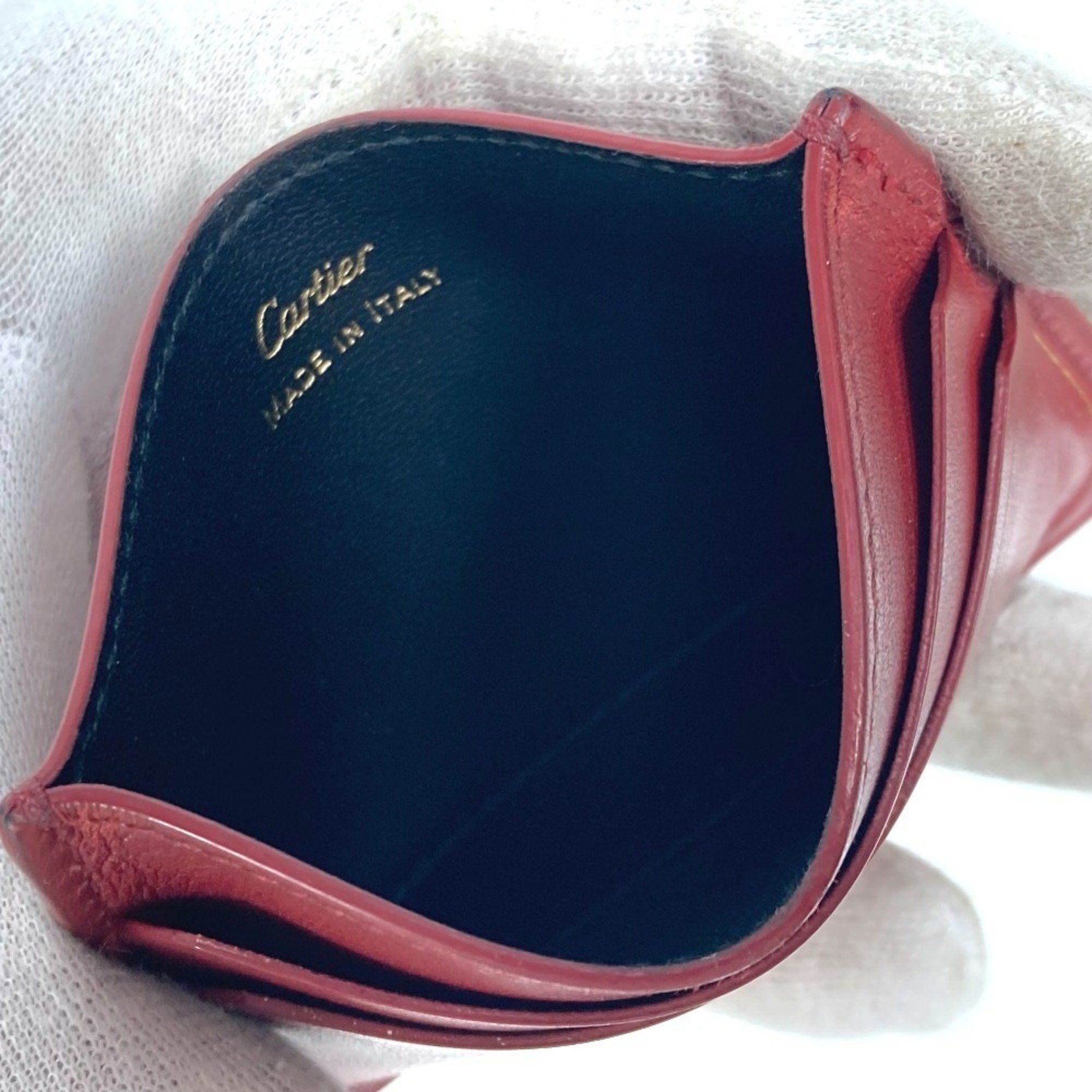 Cartier CARTIER Garland de Cartier Business Card Holder, Pass Case, Leather, Women's, Wine Red Size ONE SIZE - 9 Thumbnail