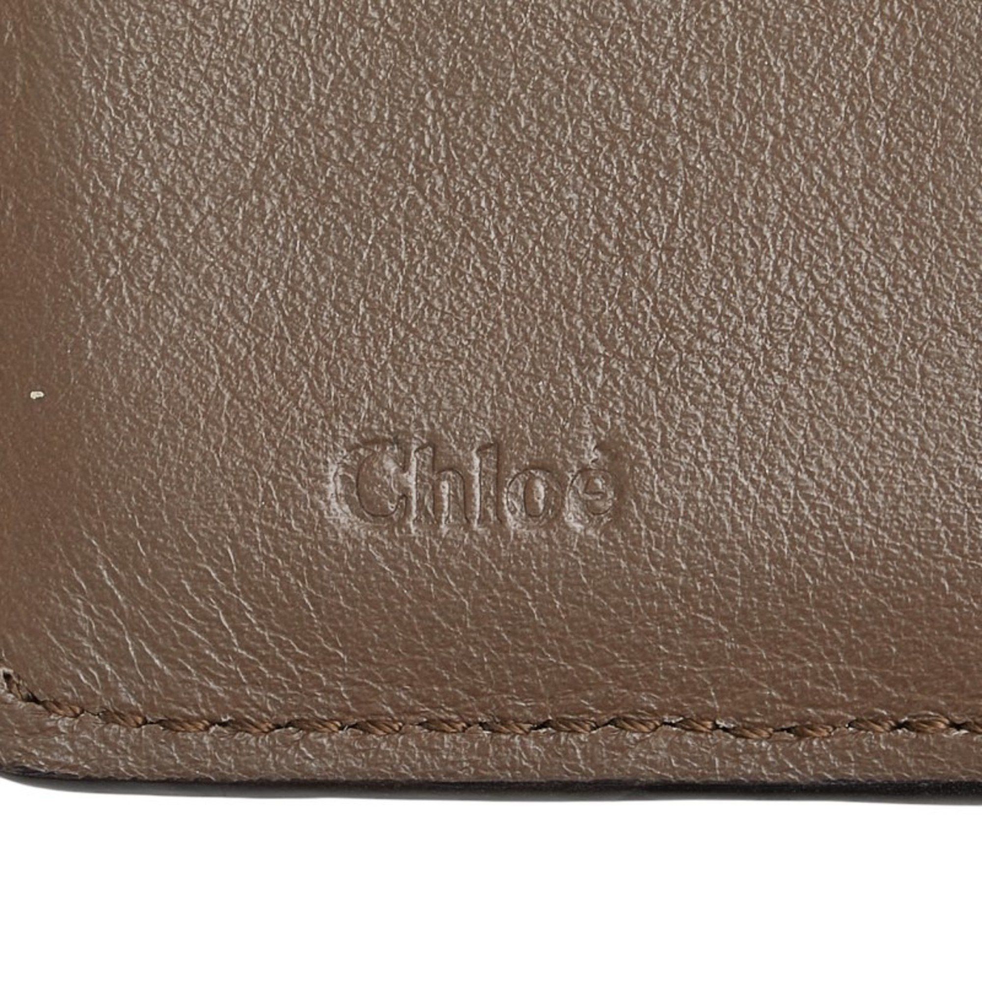 Chloe Chloé Chloe Crocodile Embossed Tri-fold Wallet Brown Leather Women's Size ONE SIZE - 6 Thumbnail