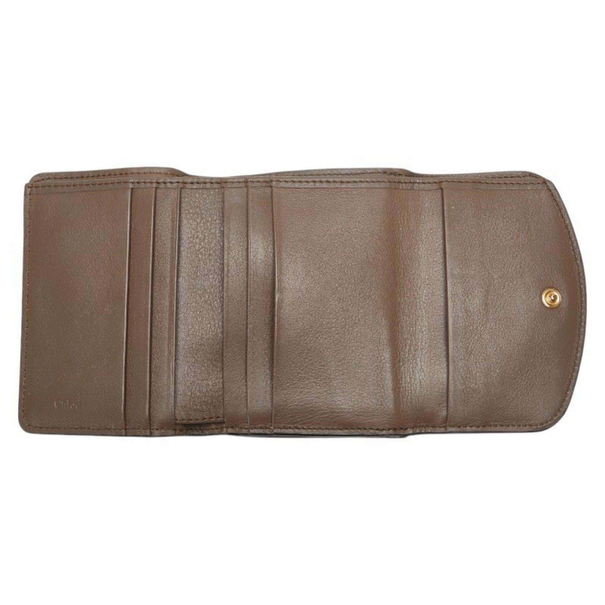 Chloe Chloé Chloe Crocodile Embossed Tri-fold Wallet Brown Leather Women's Size ONE SIZE - 5 Thumbnail