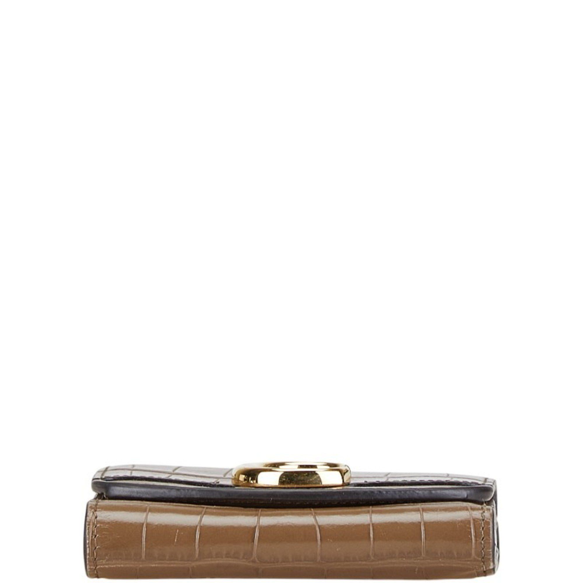 Chloe Chloé Chloe Crocodile Embossed Tri-fold Wallet Brown Leather Women's Size ONE SIZE - 3 Thumbnail