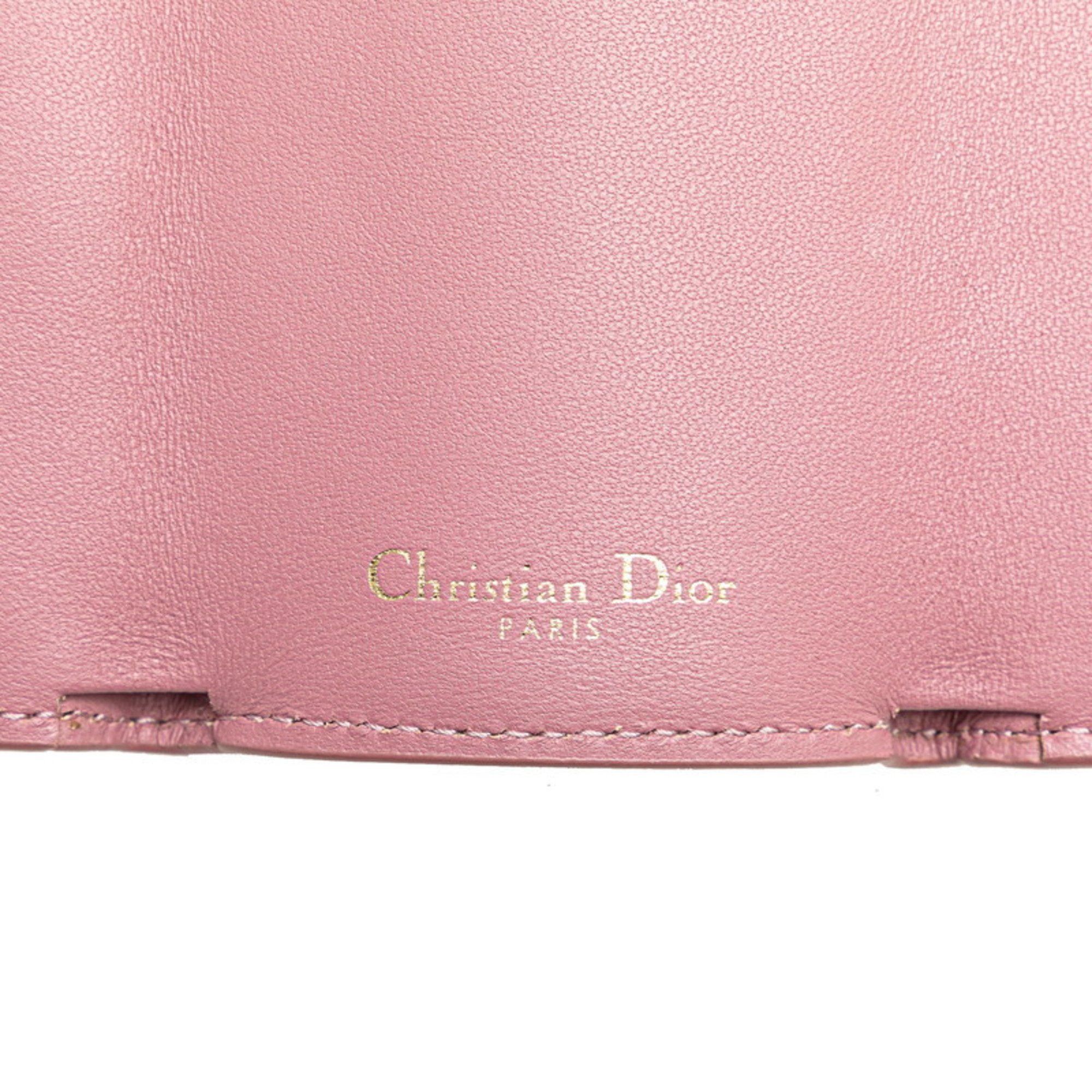 Dior Christian Dior Dior Montaigne Compact Wallet CD Logo Bi-fold Pink Leather Women's Size ONE SIZE - 6 Thumbnail