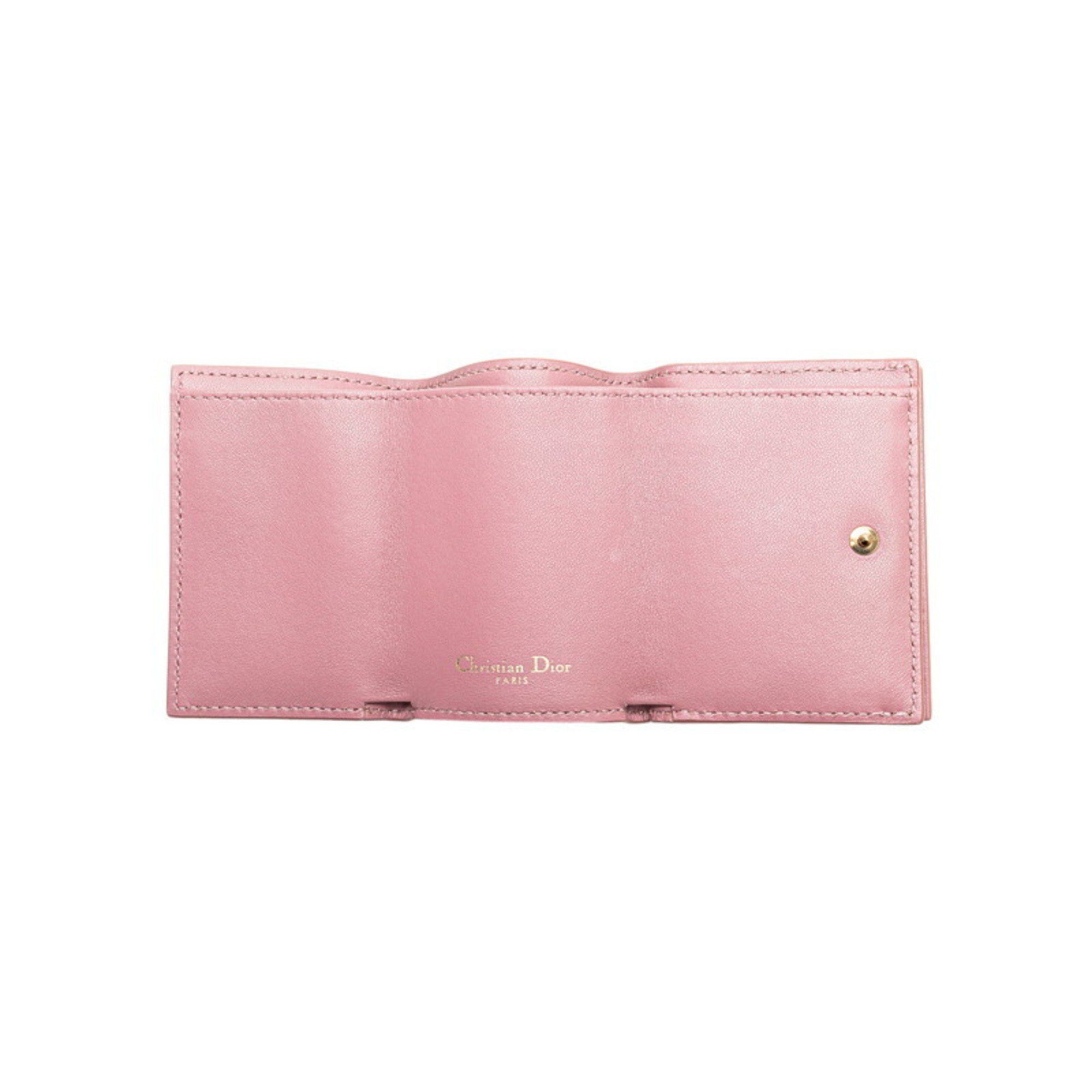 Dior Christian Dior Dior Montaigne Compact Wallet CD Logo Bi-fold Pink Leather Women's Size ONE SIZE - 5 Thumbnail