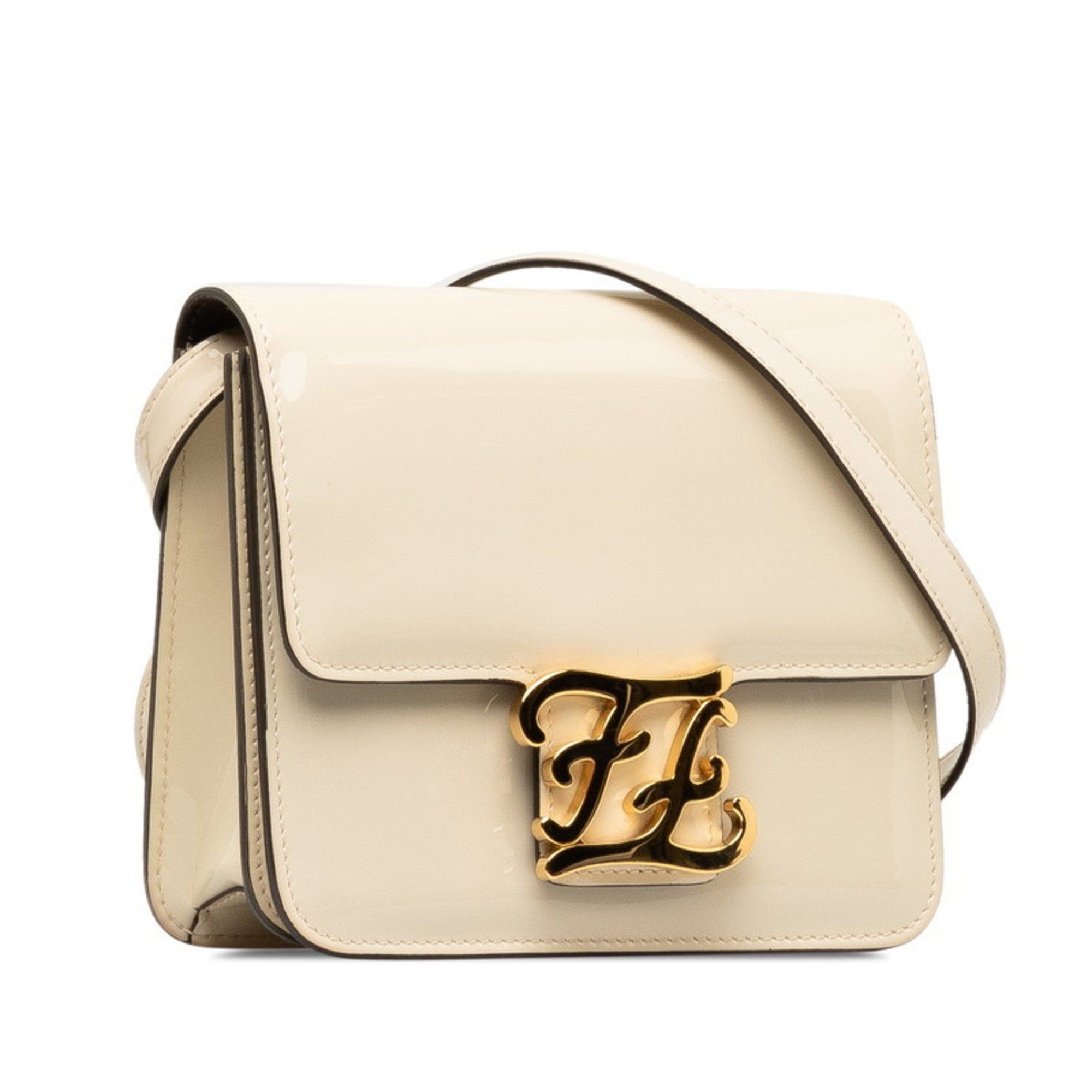 Fendi FENDI Calligraphy Crossbody Shoulder Bag 8BT317 Ivory White Patent Leather Women's Size ONE SIZE - 2 Thumbnail