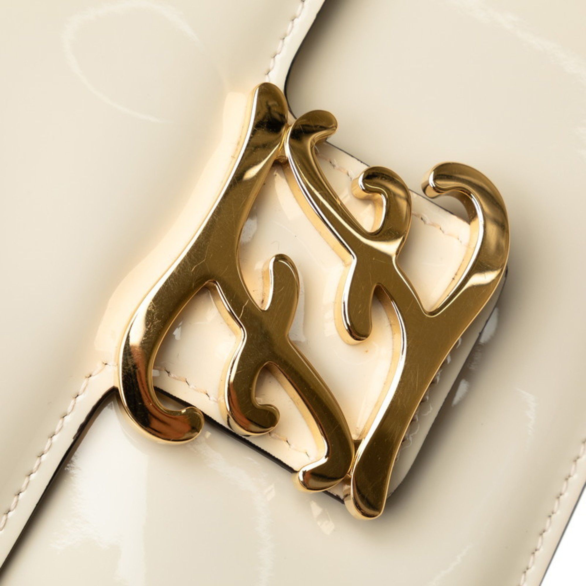 Fendi FENDI Calligraphy Crossbody Shoulder Bag 8BT317 Ivory White Patent Leather Women's Size ONE SIZE - 5 Thumbnail