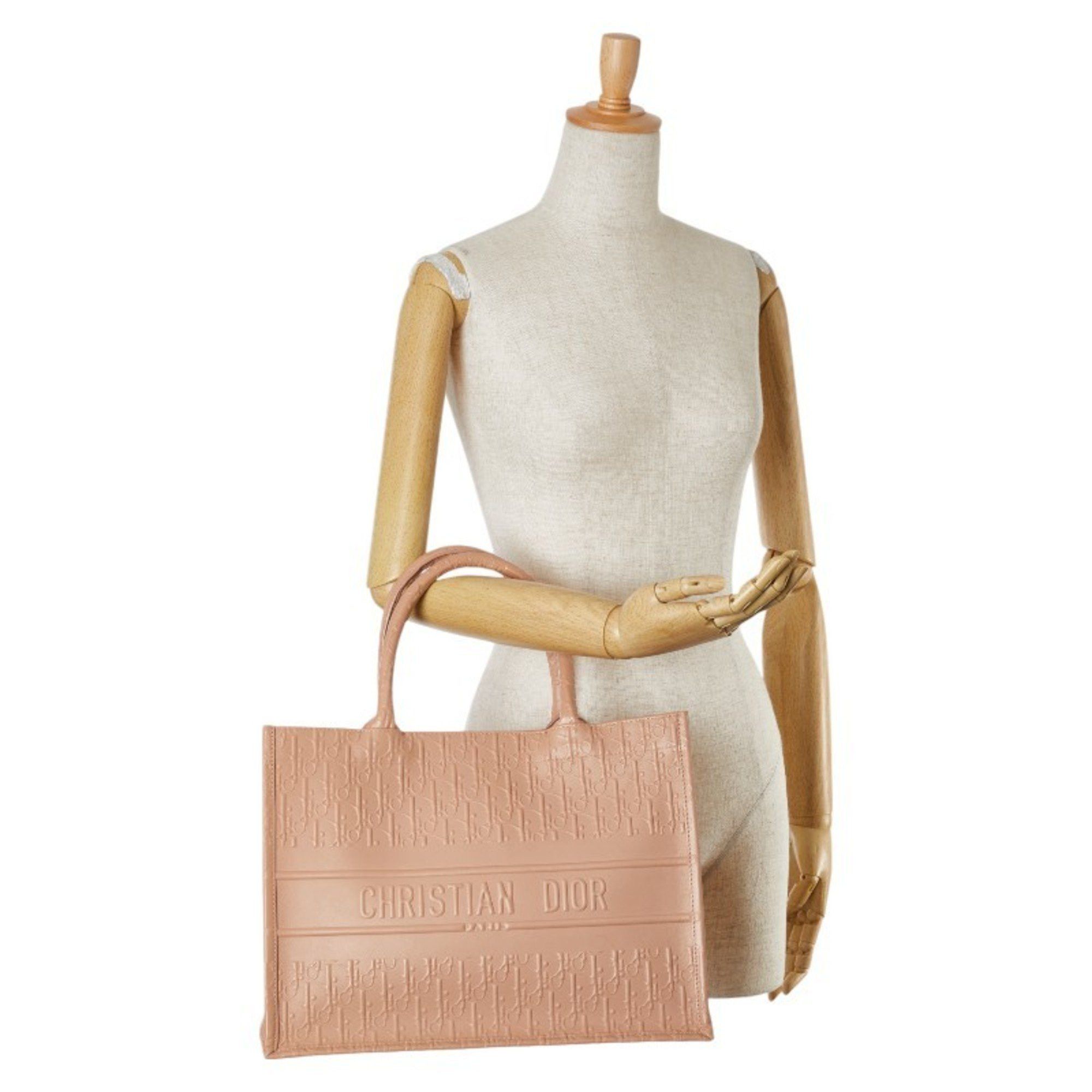 Dior Christian Dior Dior Oblique Book Tote Medium Bag Handbag Pink Beige Leather Women's Size ONE SIZE - 7 Thumbnail