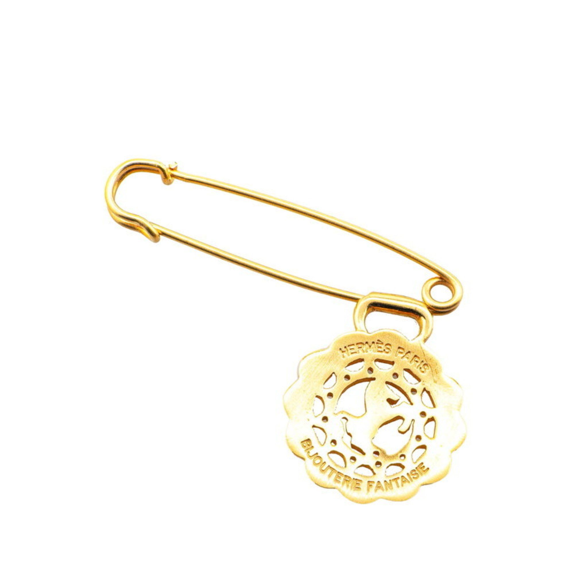 Hermes Hermes Horse Motif Pin Brooch Gold Plated Women's HERMES Size ONE SIZE - 2 Thumbnail