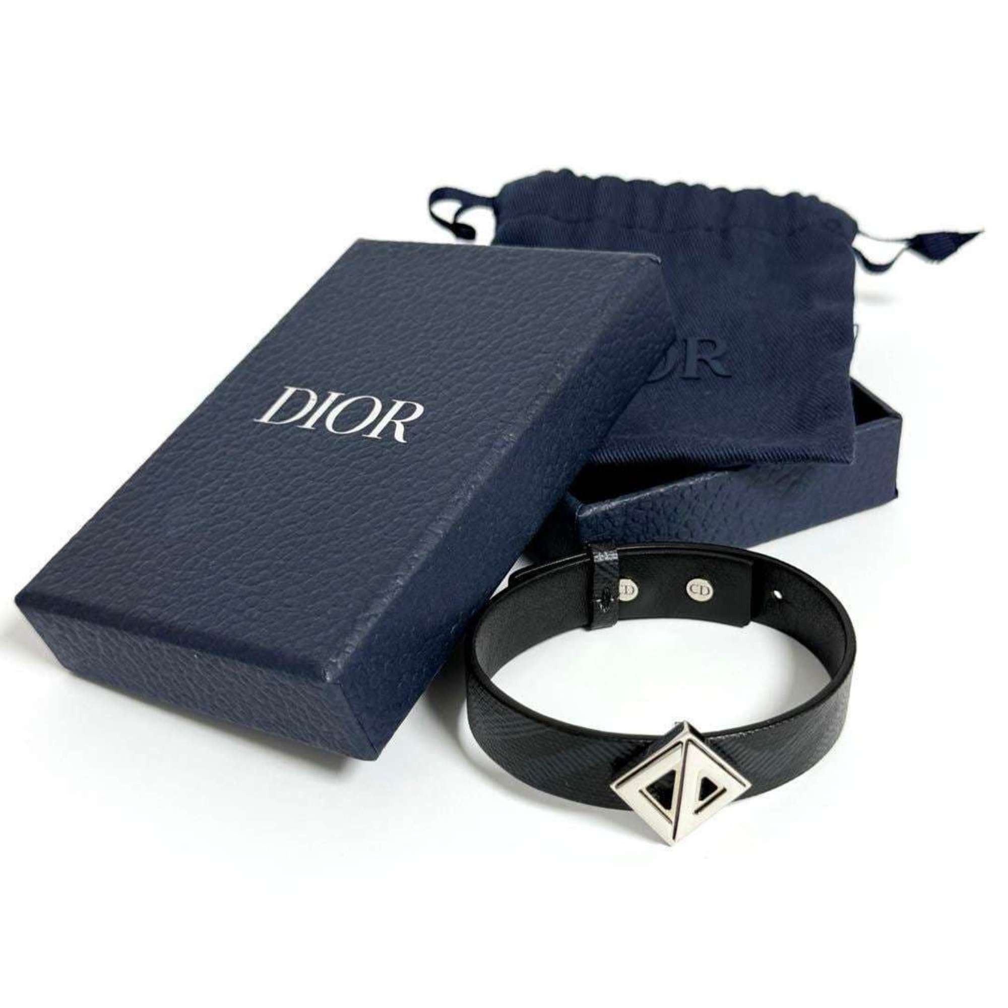 Dior Christian Dior Dior Men's CD Diamond Leather Bracelet Black Size ONE SIZE - 10 Thumbnail