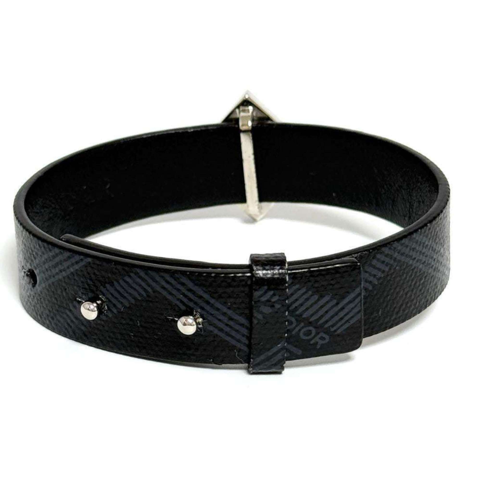 Dior Christian Dior Dior Men's CD Diamond Leather Bracelet Black Size ONE SIZE - 2 Thumbnail