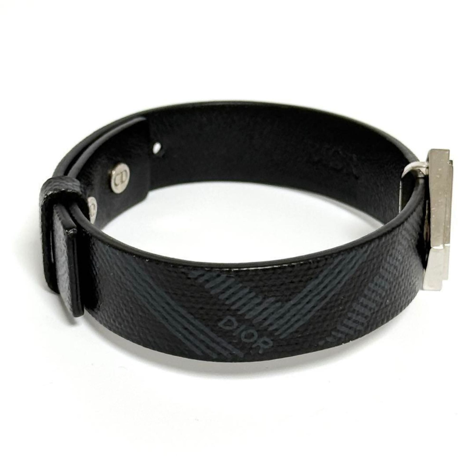 Dior Christian Dior Dior Men's CD Diamond Leather Bracelet Black Size ONE SIZE - 4 Thumbnail