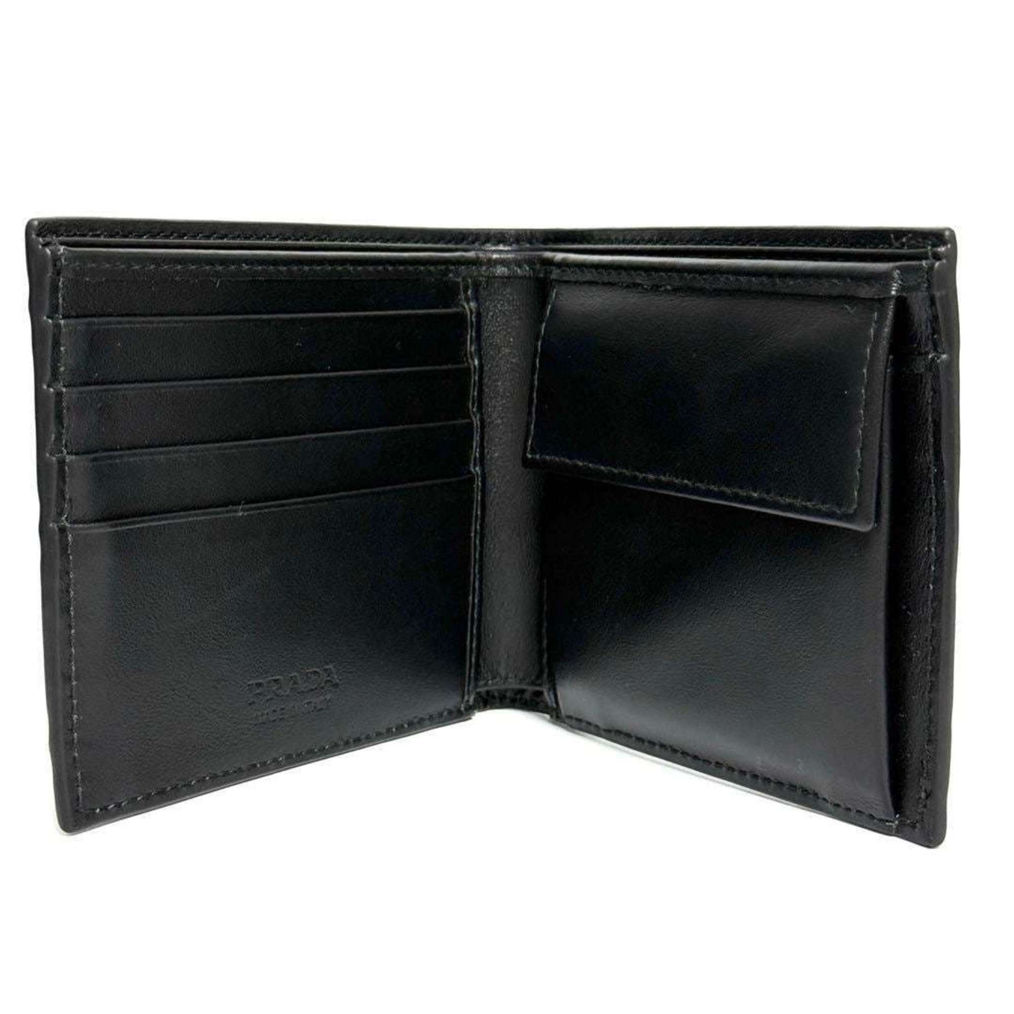 Prada Prada Men's Bi-fold Wallet Brushed Leather Black Size ONE SIZE - 3 Thumbnail