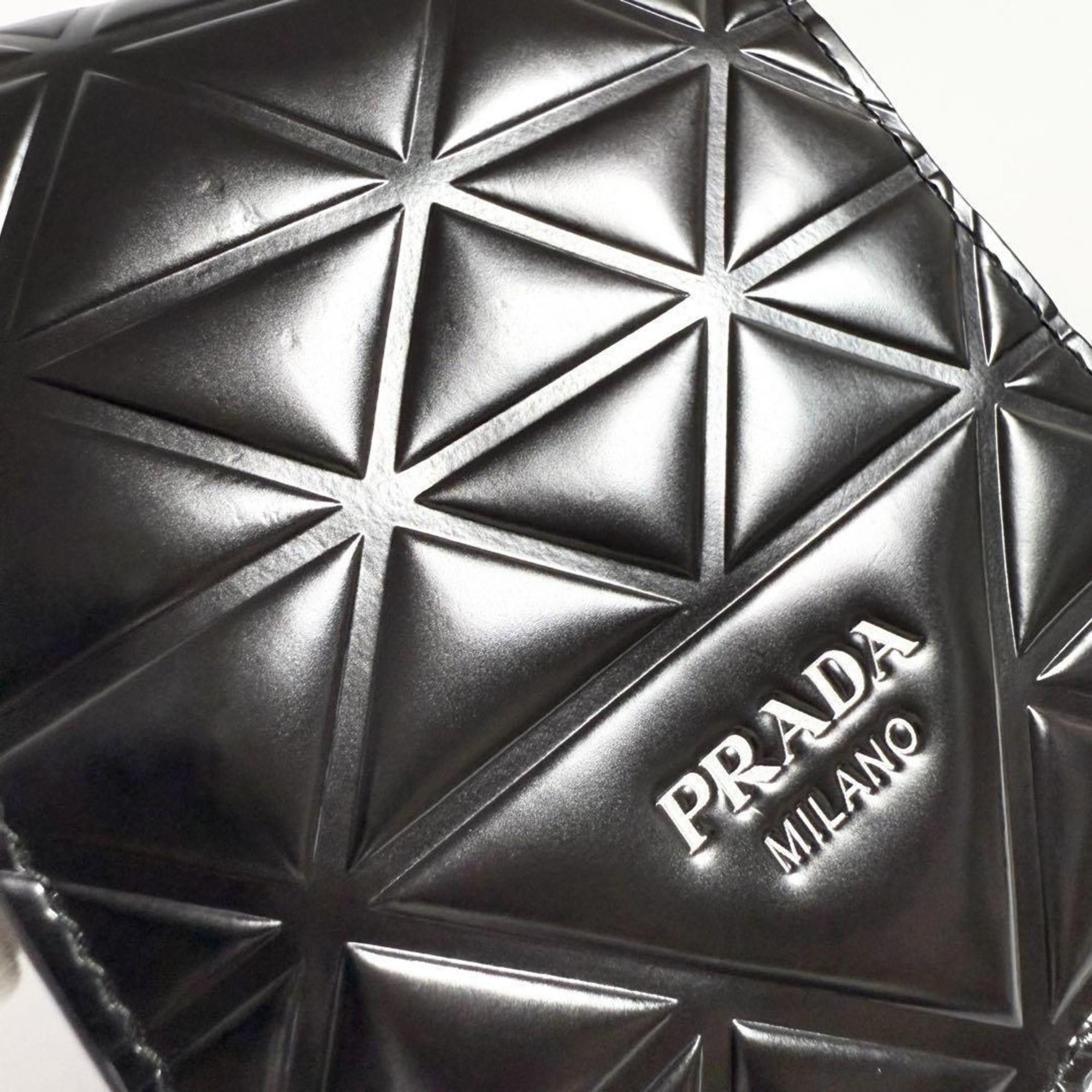 Prada Prada Men's Bi-fold Wallet Brushed Leather Black Size ONE SIZE - 8 Thumbnail