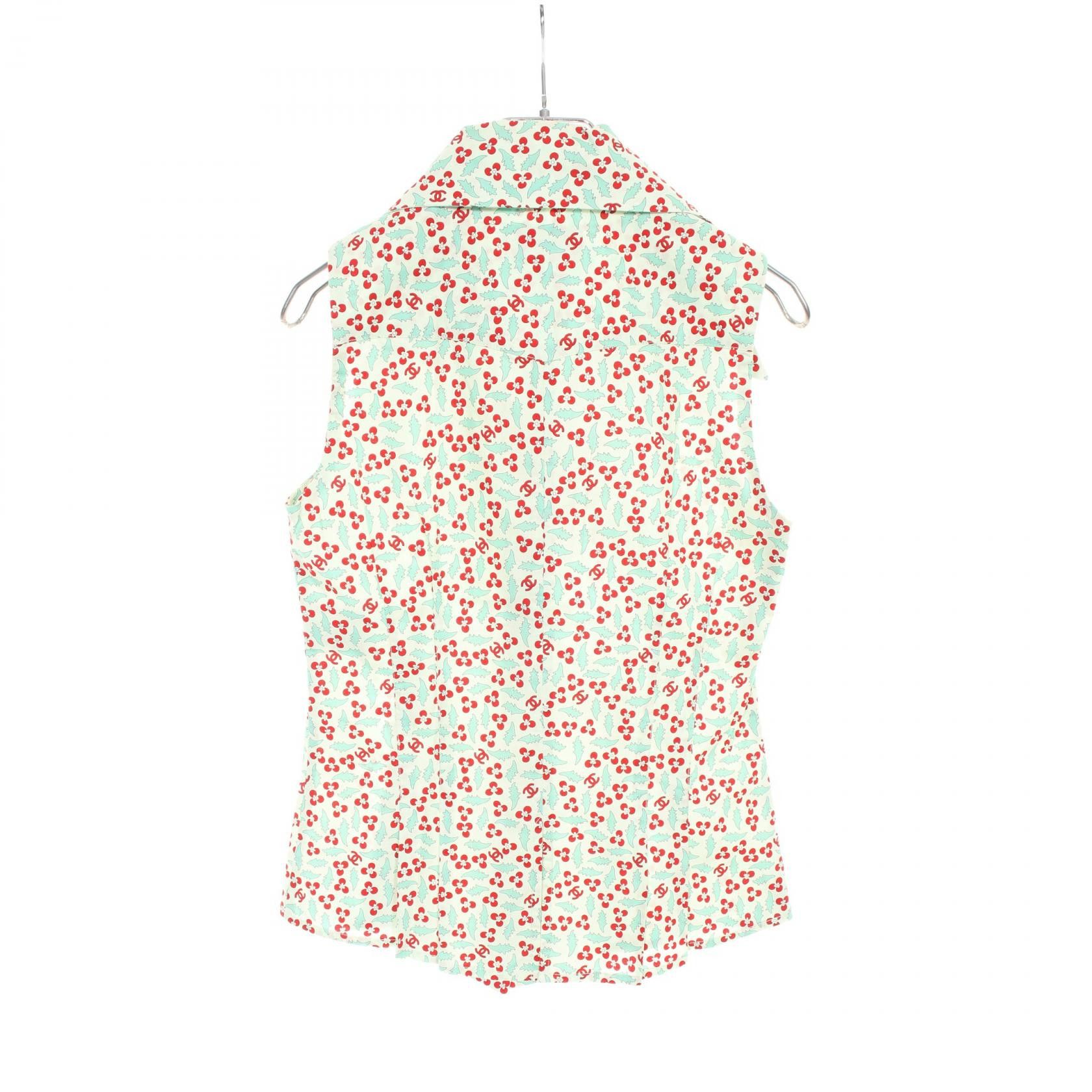 Chanel Chanel Coco Mark Cotton Blouse Cotton Tops P23057