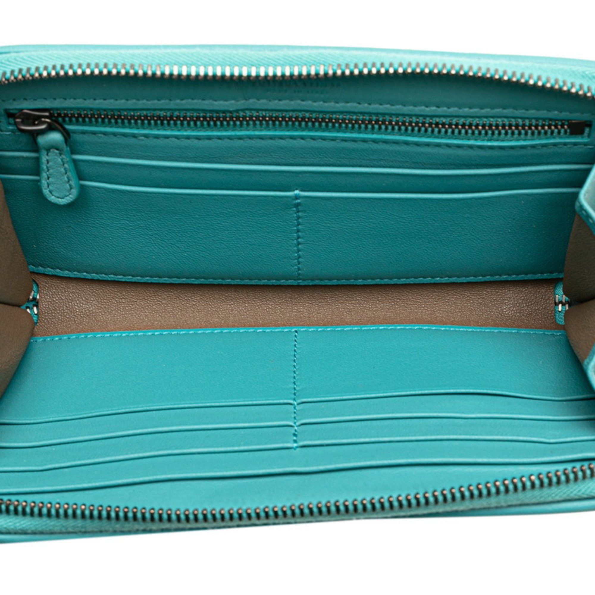 Bottega Veneta Bottega Veneta Intrecciato Round Zip Long Wallet Emerald Green Leather Women's BOTTEGAVENETA Size ONE SIZE - 6 Thumbnail