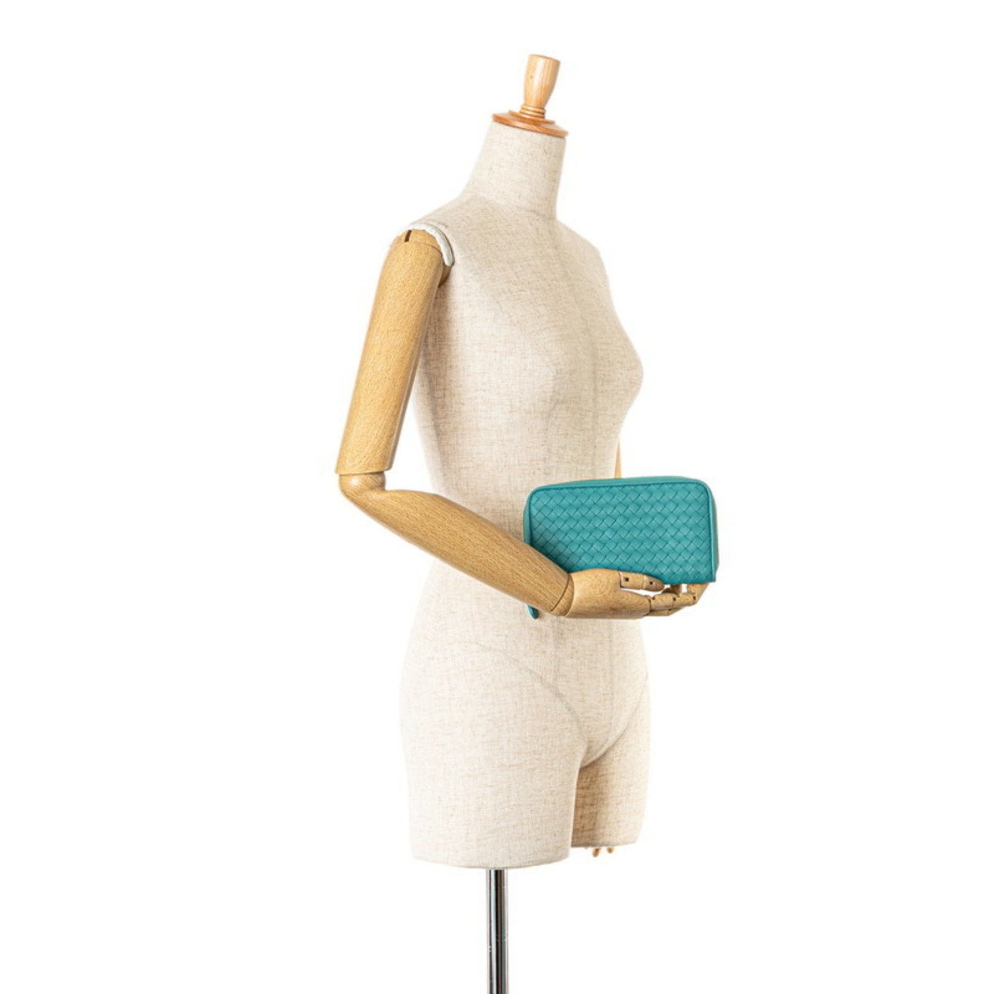 Bottega Veneta Bottega Veneta Intrecciato Round Zip Long Wallet Emerald Green Leather Women's BOTTEGAVENETA Size ONE SIZE - 10 Thumbnail