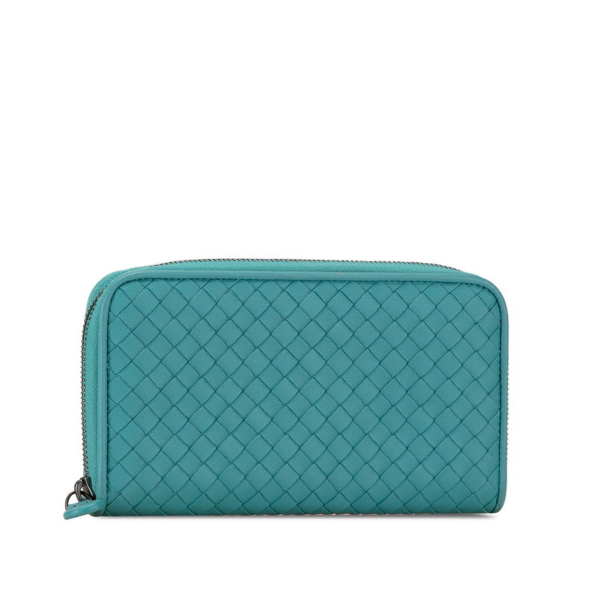 Bottega Veneta Bottega Veneta Intrecciato Round Zip Long Wallet Emerald Green Leather Women's BOTTEGAVENETA Size ONE SIZE - 2 Thumbnail