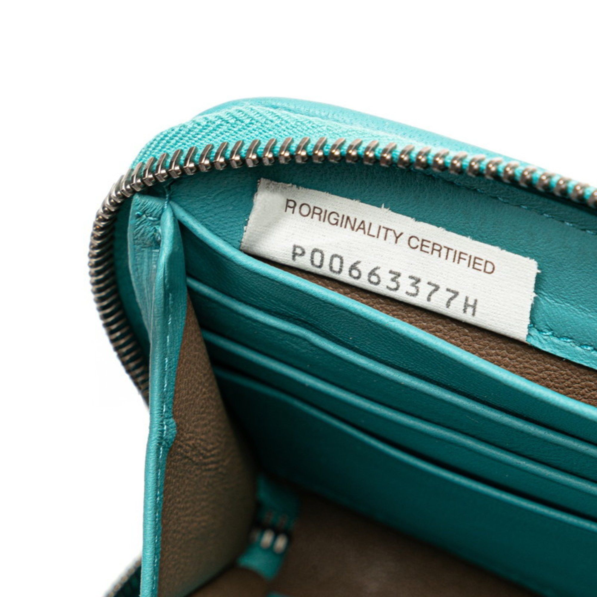 Bottega Veneta Bottega Veneta Intrecciato Round Zip Long Wallet Emerald Green Leather Women's BOTTEGAVENETA Size ONE SIZE - 9 Thumbnail