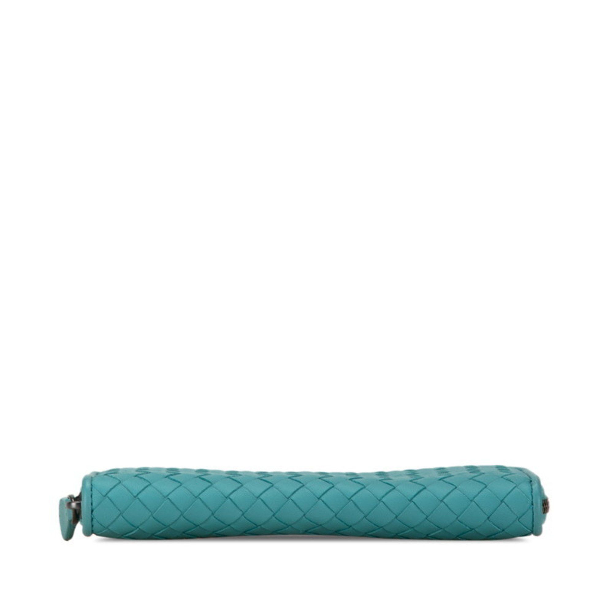 Bottega Veneta Bottega Veneta Intrecciato Round Zip Long Wallet Emerald Green Leather Women's BOTTEGAVENETA Size ONE SIZE - 4 Thumbnail