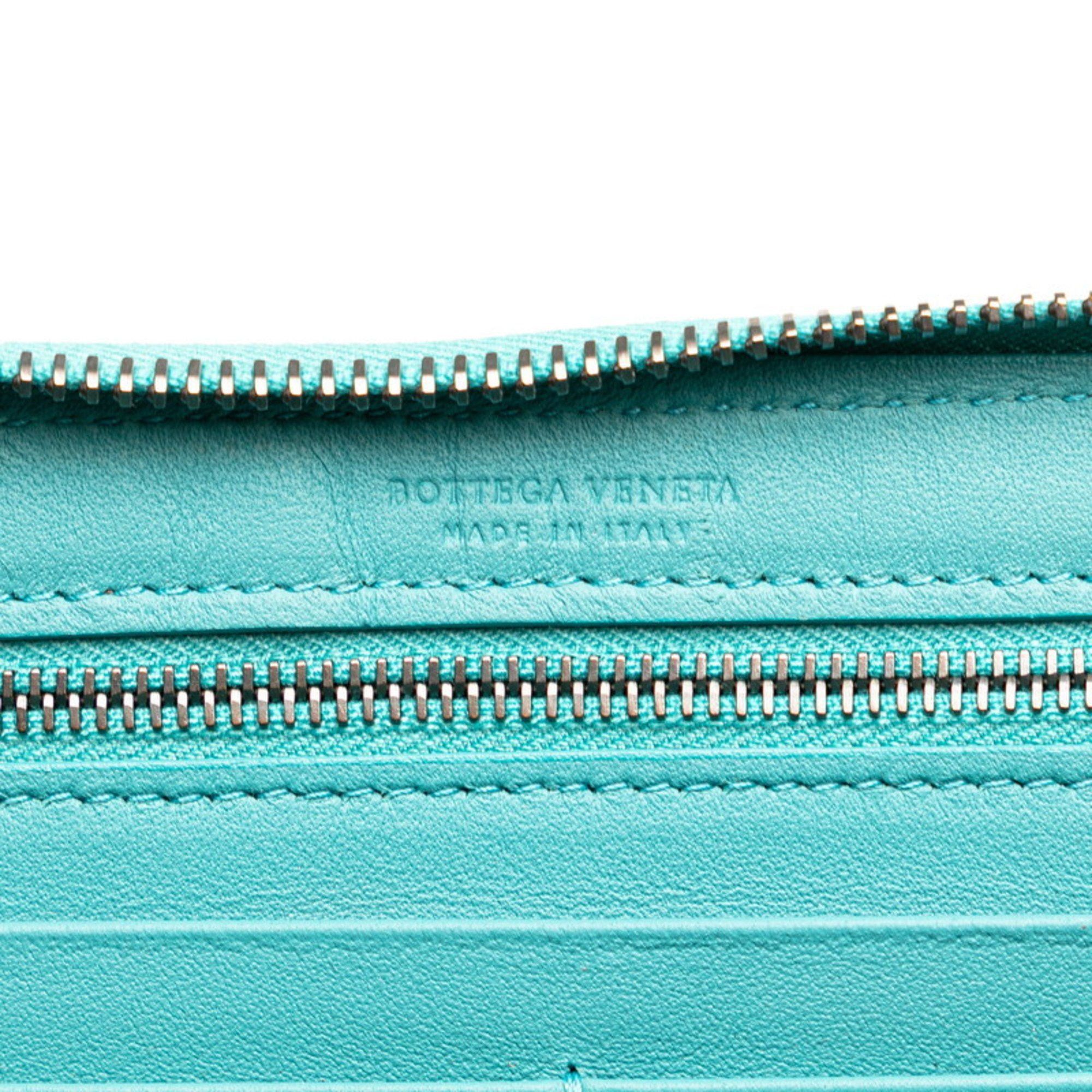 Bottega Veneta Bottega Veneta Intrecciato Round Zip Long Wallet Emerald Green Leather Women's BOTTEGAVENETA Size ONE SIZE - 8 Thumbnail