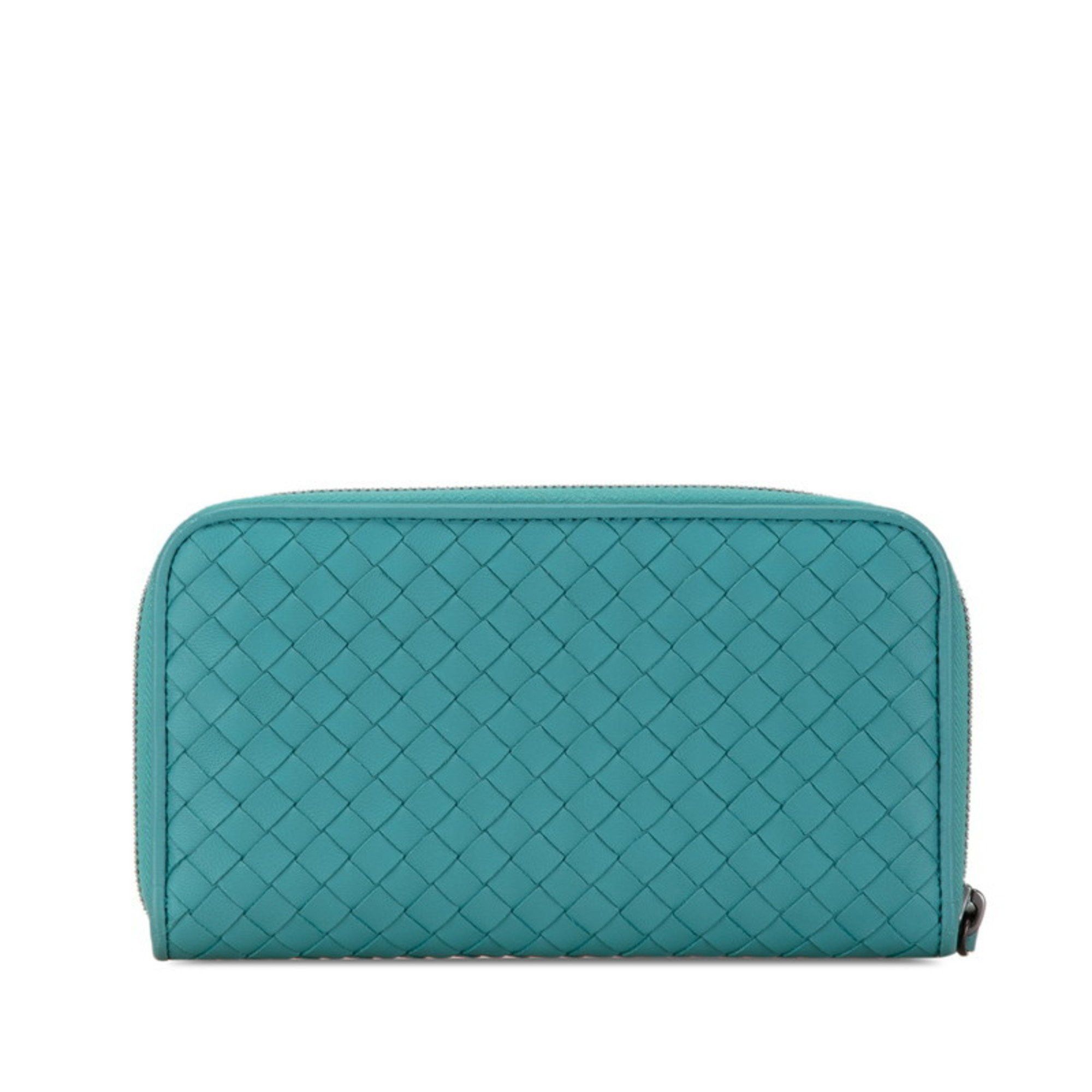 Bottega Veneta Bottega Veneta Intrecciato Round Zip Long Wallet Emerald Green Leather Women's BOTTEGAVENETA Size ONE SIZE - 3 Thumbnail