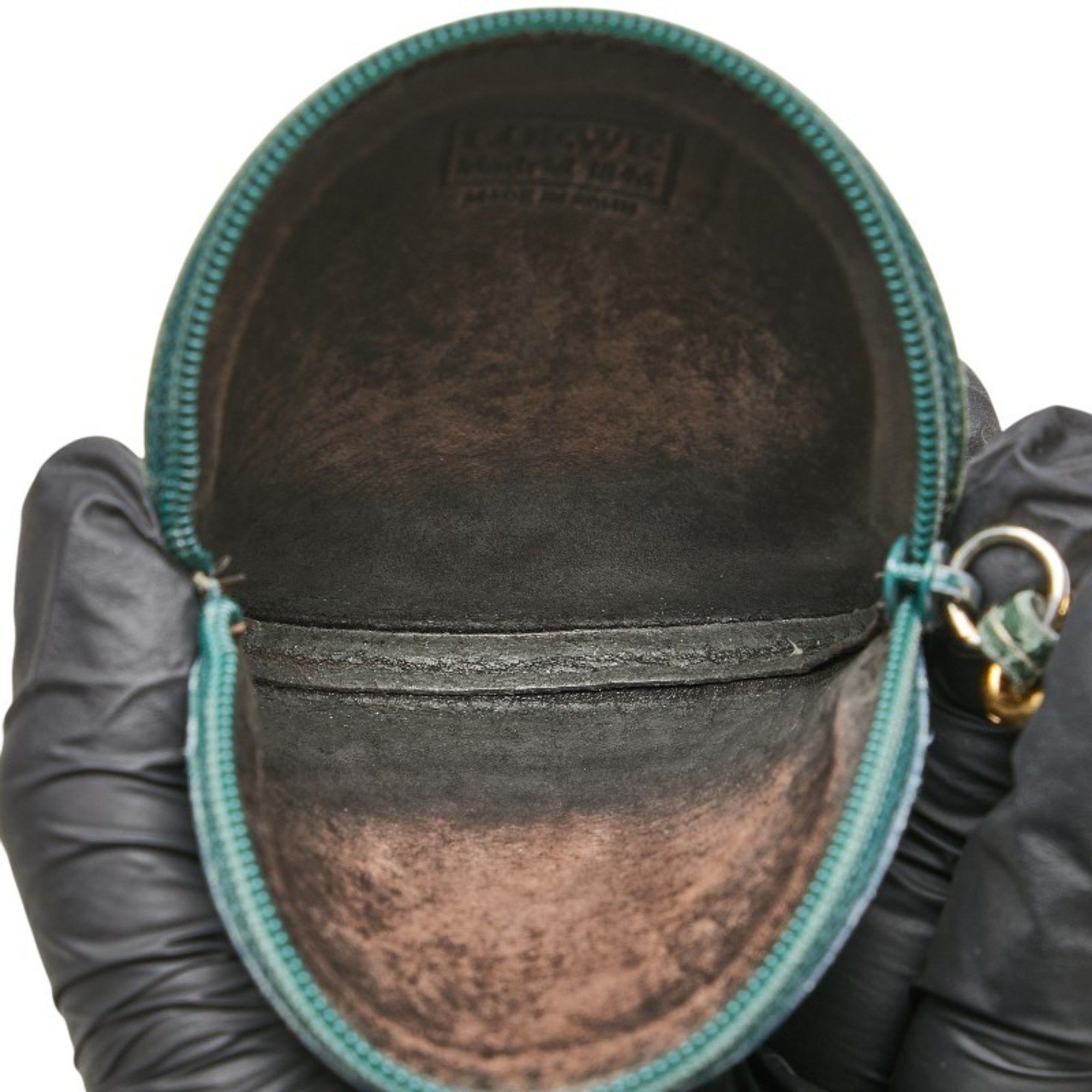 Loewe LOEWE Round Twisted Metal Coin Case Green Leather Women's Size ONE SIZE - 8 Thumbnail