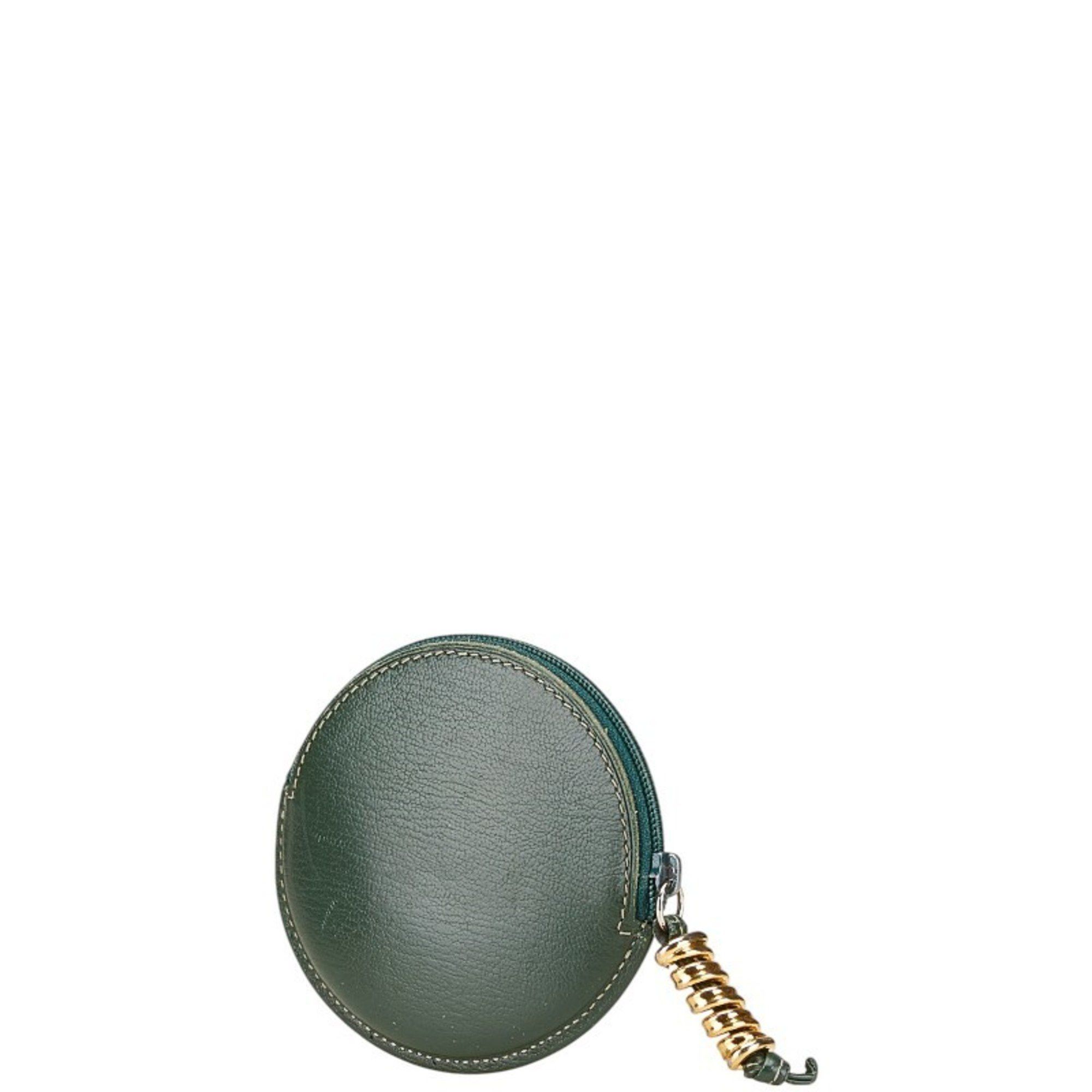 Loewe LOEWE Round Twisted Metal Coin Case Green Leather Women's Size ONE SIZE - 2 Thumbnail