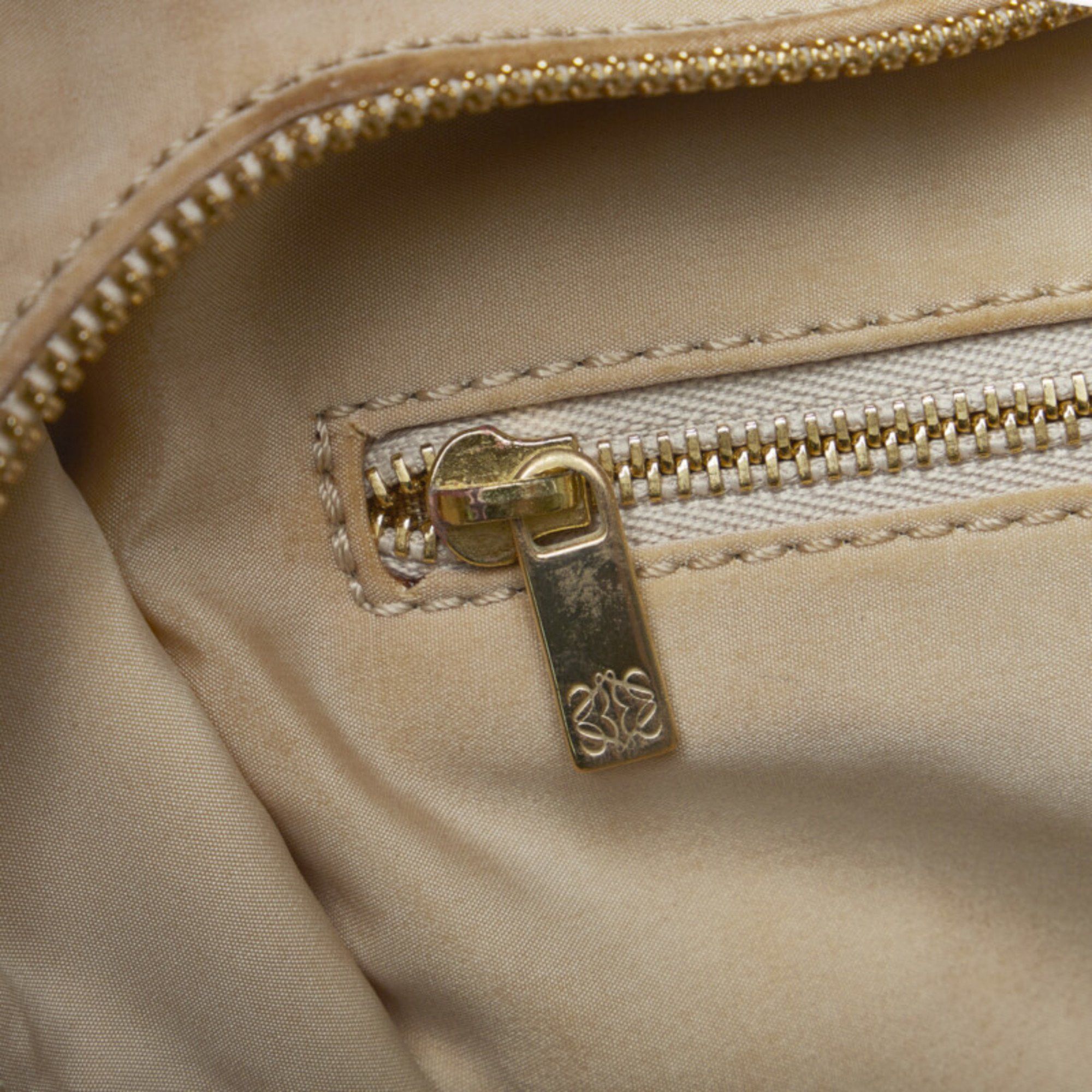 Loewe LOEWE Amazona Crocodile Embossed Handbag Mini Boston Bag Beige Brown Leather Nylon Women's Size ONE SIZE - 9 Thumbnail