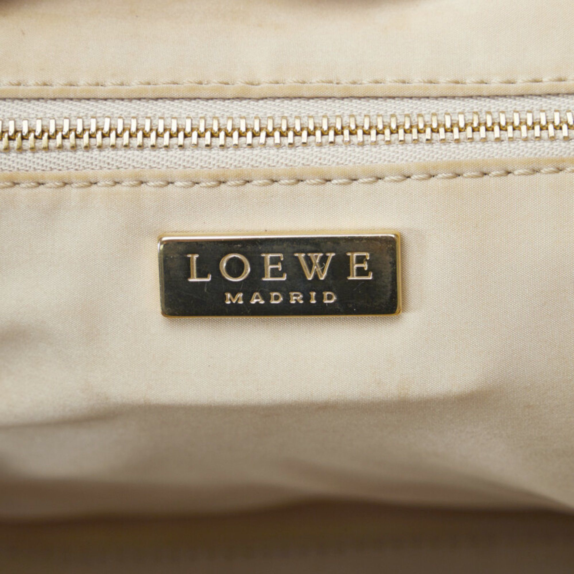 Loewe LOEWE Amazona Crocodile Embossed Handbag Mini Boston Bag Beige Brown Leather Nylon Women's Size ONE SIZE - 10 Thumbnail