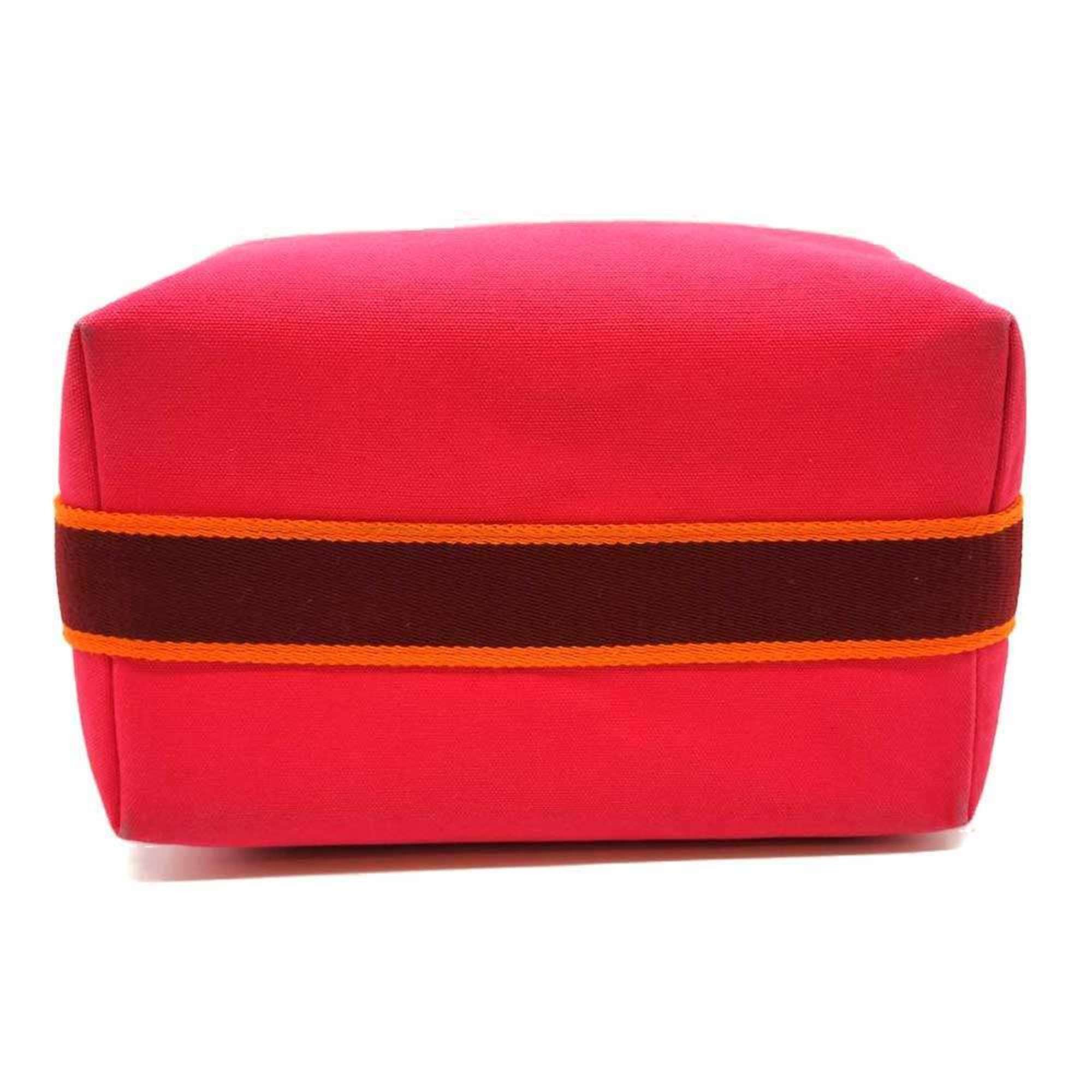 Hermes Hermes Brid A Black GM Hibiscus Pink Canvas Mini Handbag Pouch H Embroidery Stripe Women's HERMES Size ONE SIZE - 3 Thumbnail