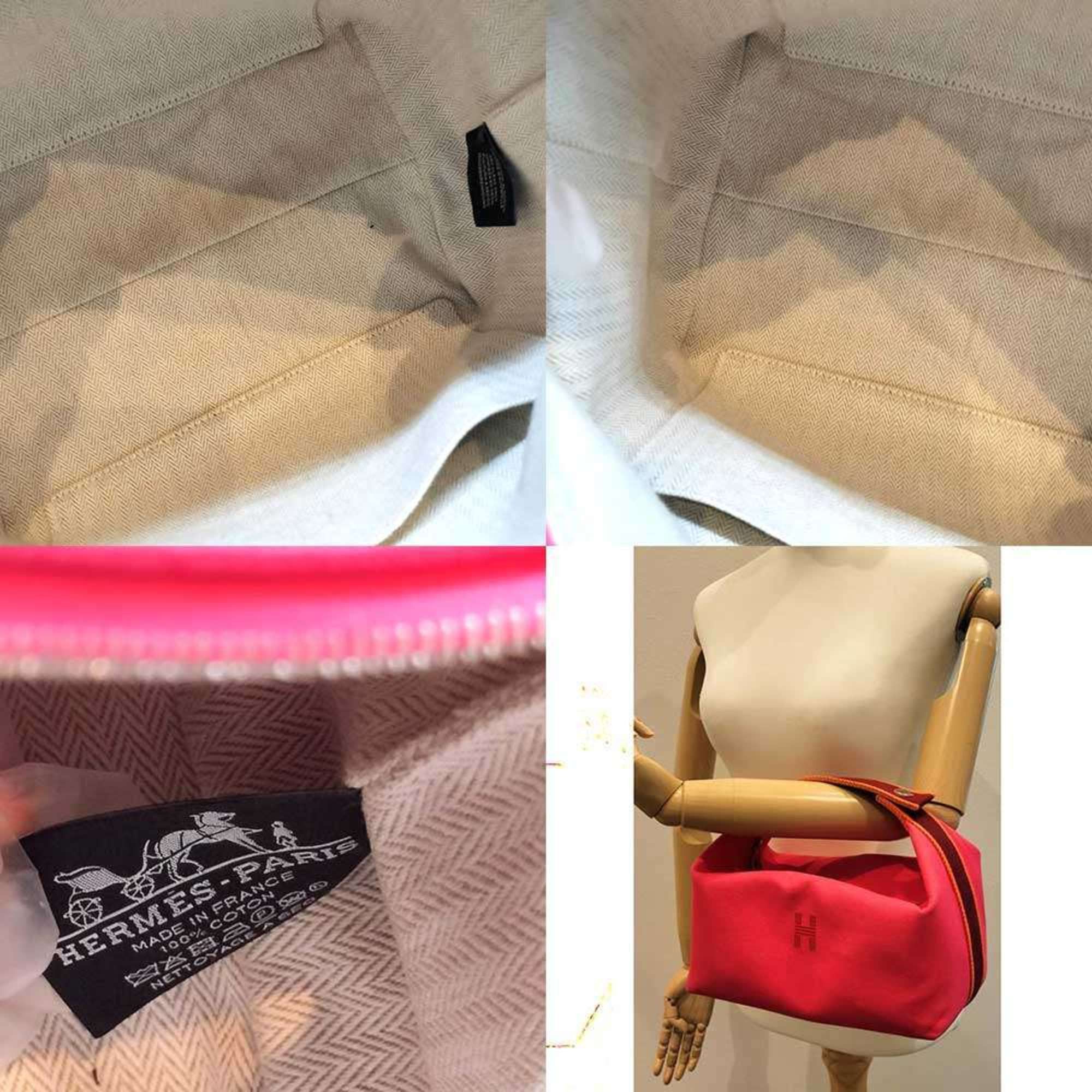 Hermes Hermes Brid A Black GM Hibiscus Pink Canvas Mini Handbag Pouch H Embroidery Stripe Women's HERMES Size ONE SIZE - 6 Thumbnail