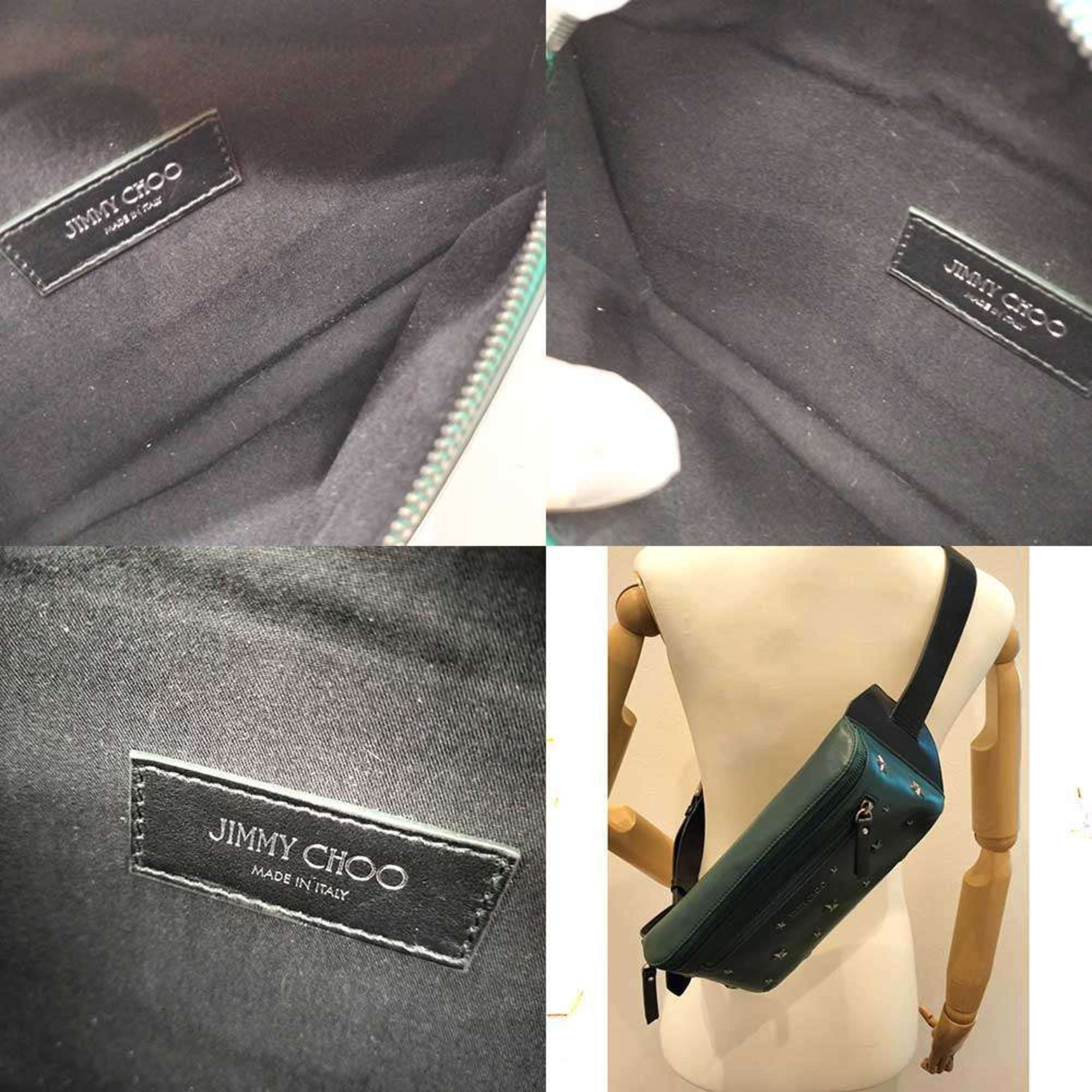 Jimmy Choo Jimmy Choo Body Bag Green x Black Leather Star Studs Crossbody Women's Men's JIMMYCHOO Size ONE SIZE - 6 Thumbnail