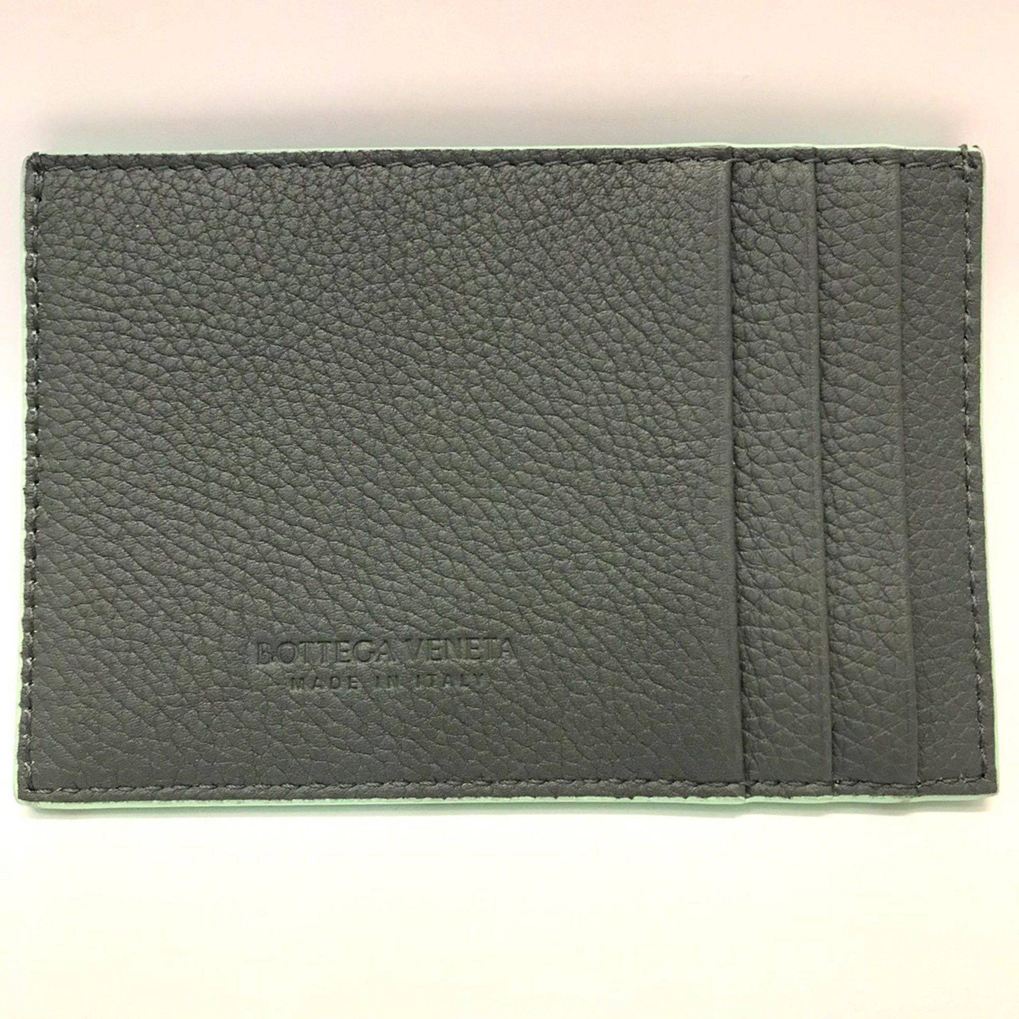 Bottega Veneta Bottega Veneta Nappa Business Card Holder/Card Case Intrecciato Calf Leather Gray x Green 651401 BOTTEGA VENETA Size ONE SIZE - 2 Thumbnail