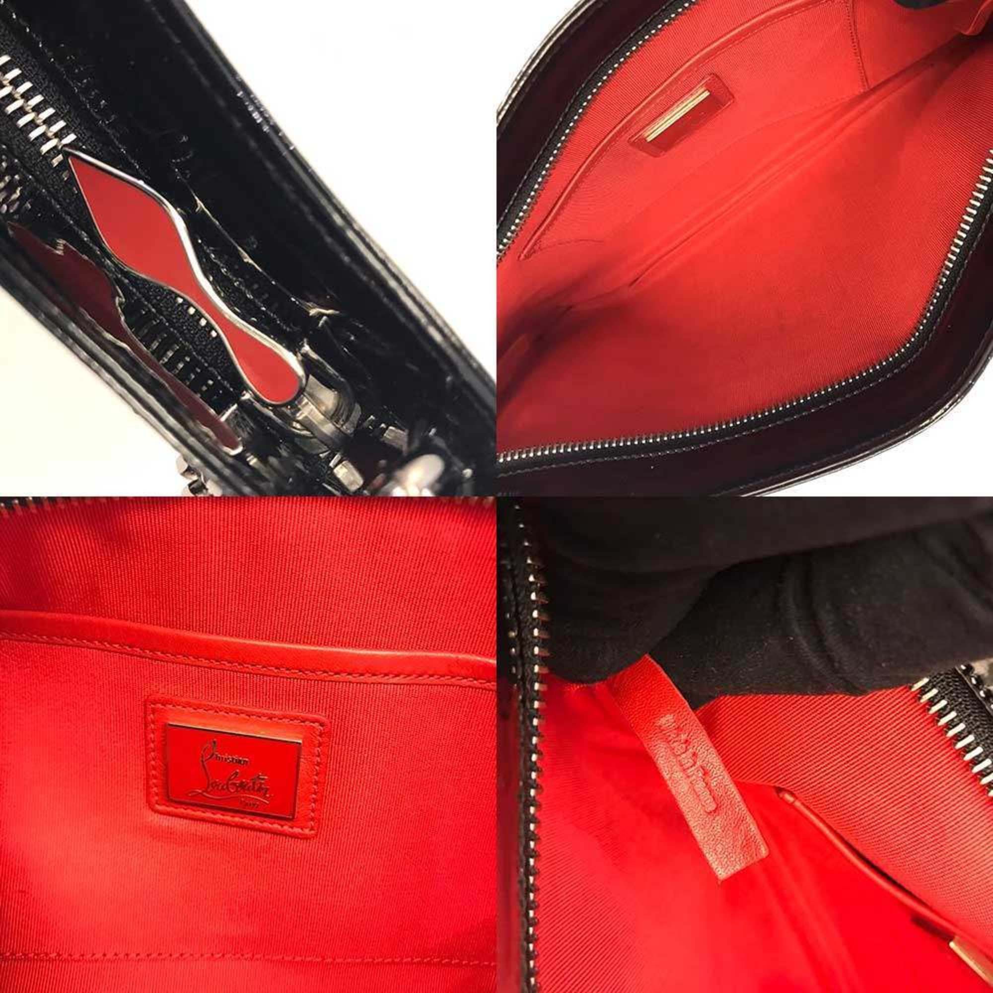 Christian Louboutin Christian Louboutin Studded Clutch Shoulder Bag Enamel Black Chain Size ONE SIZE - 5 Thumbnail
