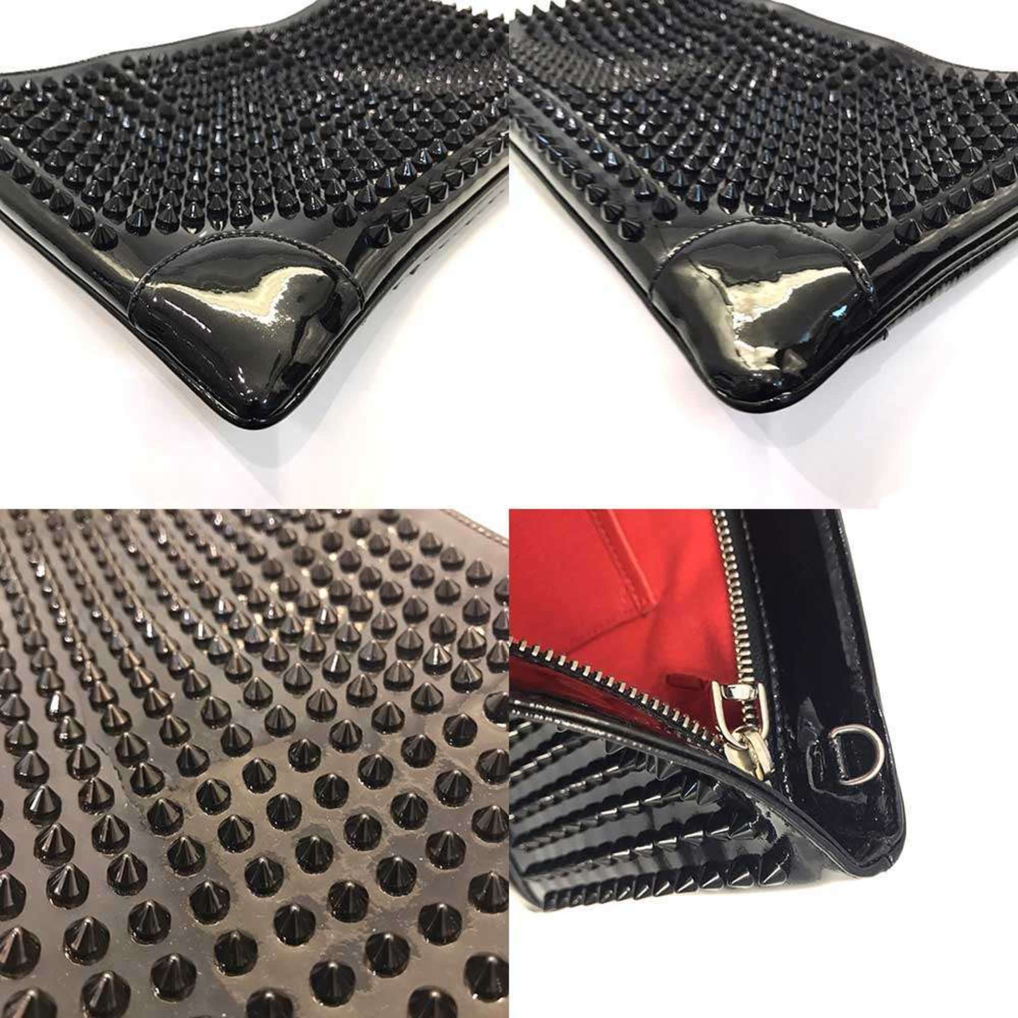 Christian Louboutin Christian Louboutin Studded Clutch Shoulder Bag Enamel Black Chain Size ONE SIZE - 3 Thumbnail