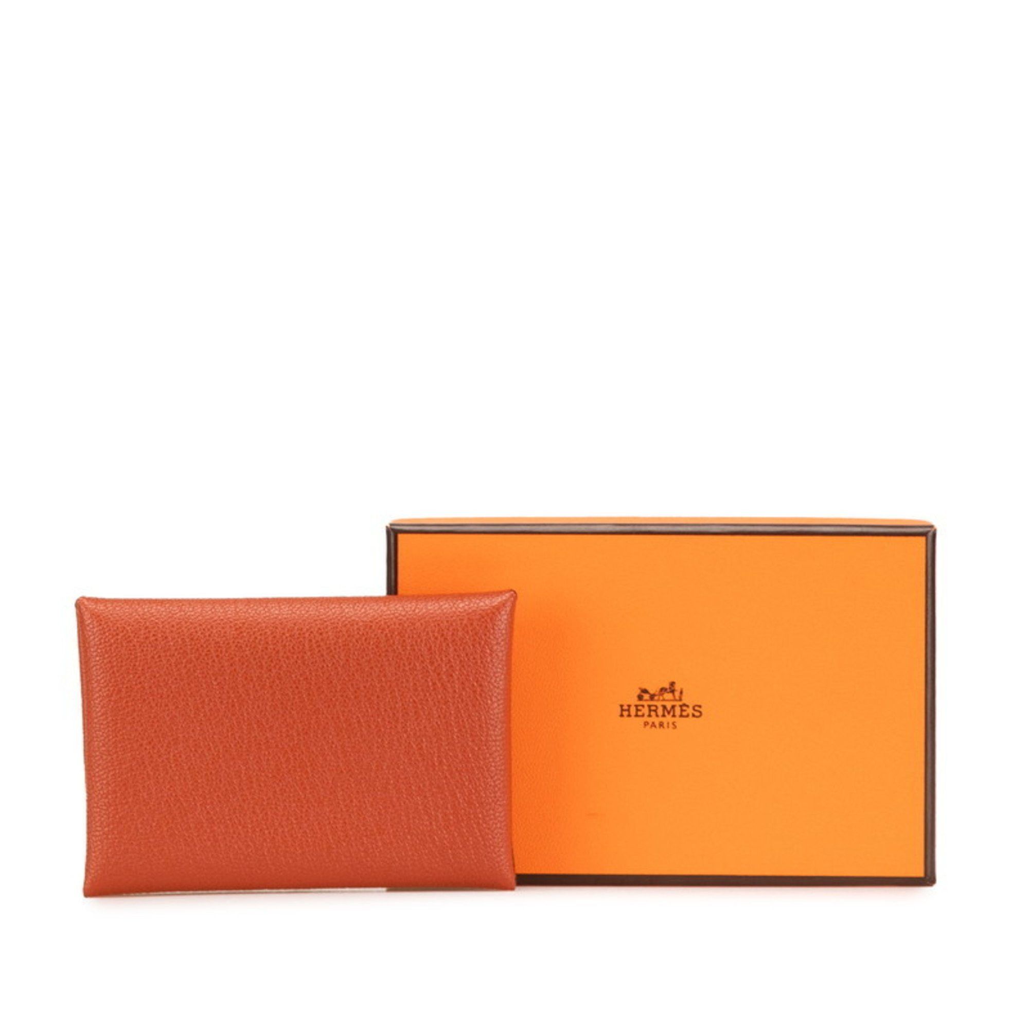Hermes Hermes Calvi Duo Coin Case Card Brown Chevre Women's HERMES Size ONE SIZE - 10 Thumbnail