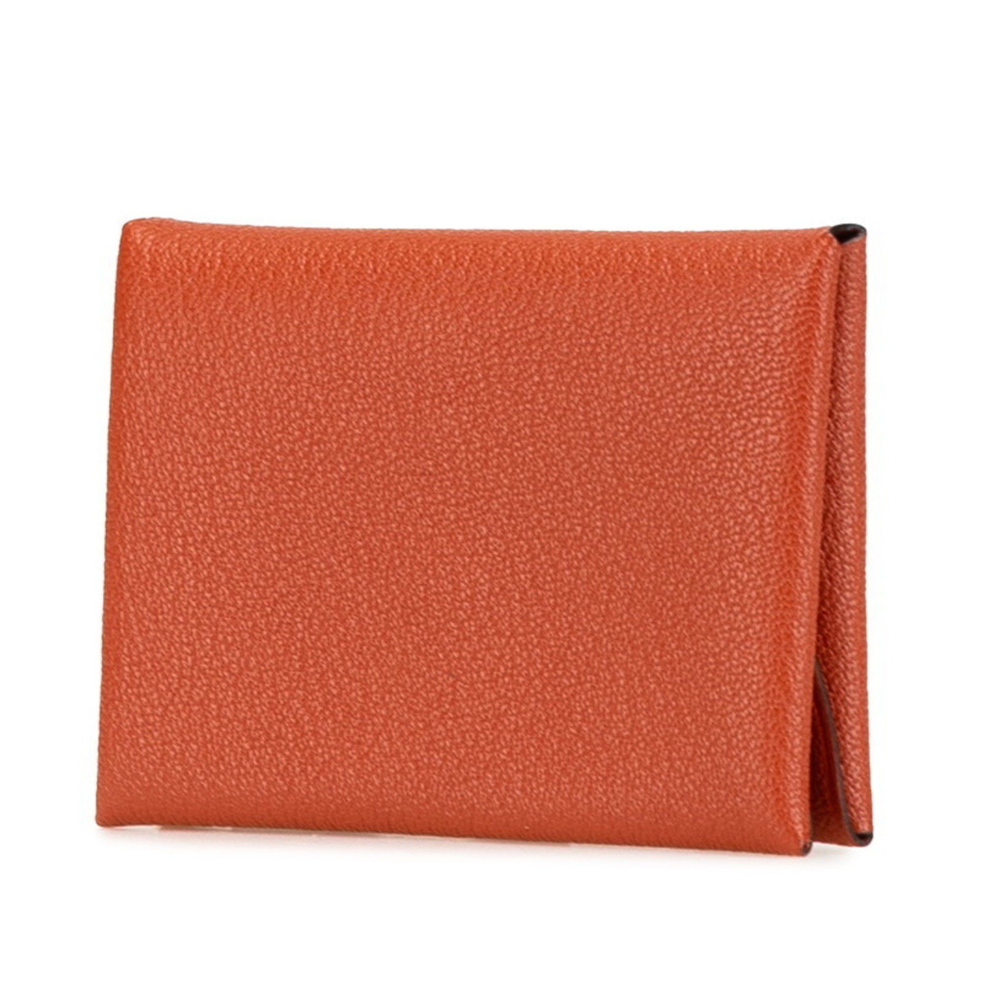 Hermes Hermes Calvi Duo Coin Case Card Brown Chevre Women's HERMES Size ONE SIZE - 2 Thumbnail