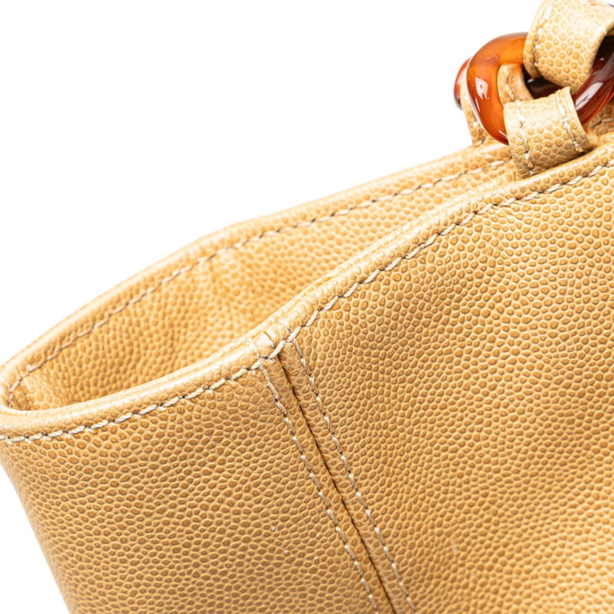 Chanel Chanel Coco Mark Chain Tote Bag Shoulder Beige Caviar Skin Plastic Women's CHANEL Size ONE SIZE - 5 Thumbnail