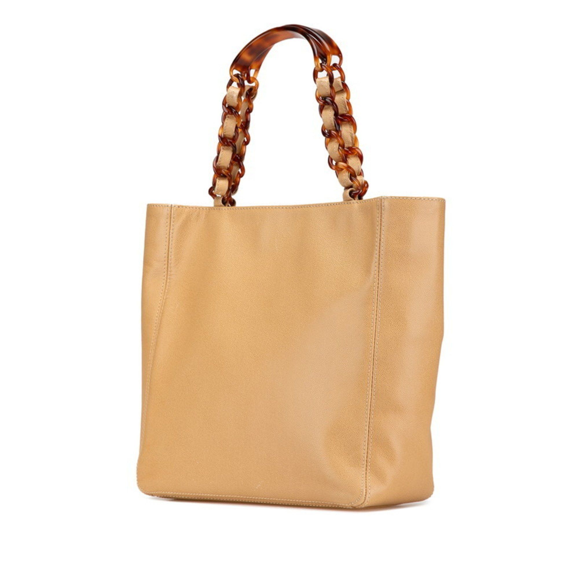 Chanel Chanel Coco Mark Chain Tote Bag Shoulder Beige Caviar Skin Plastic Women's CHANEL Size ONE SIZE - 2 Thumbnail