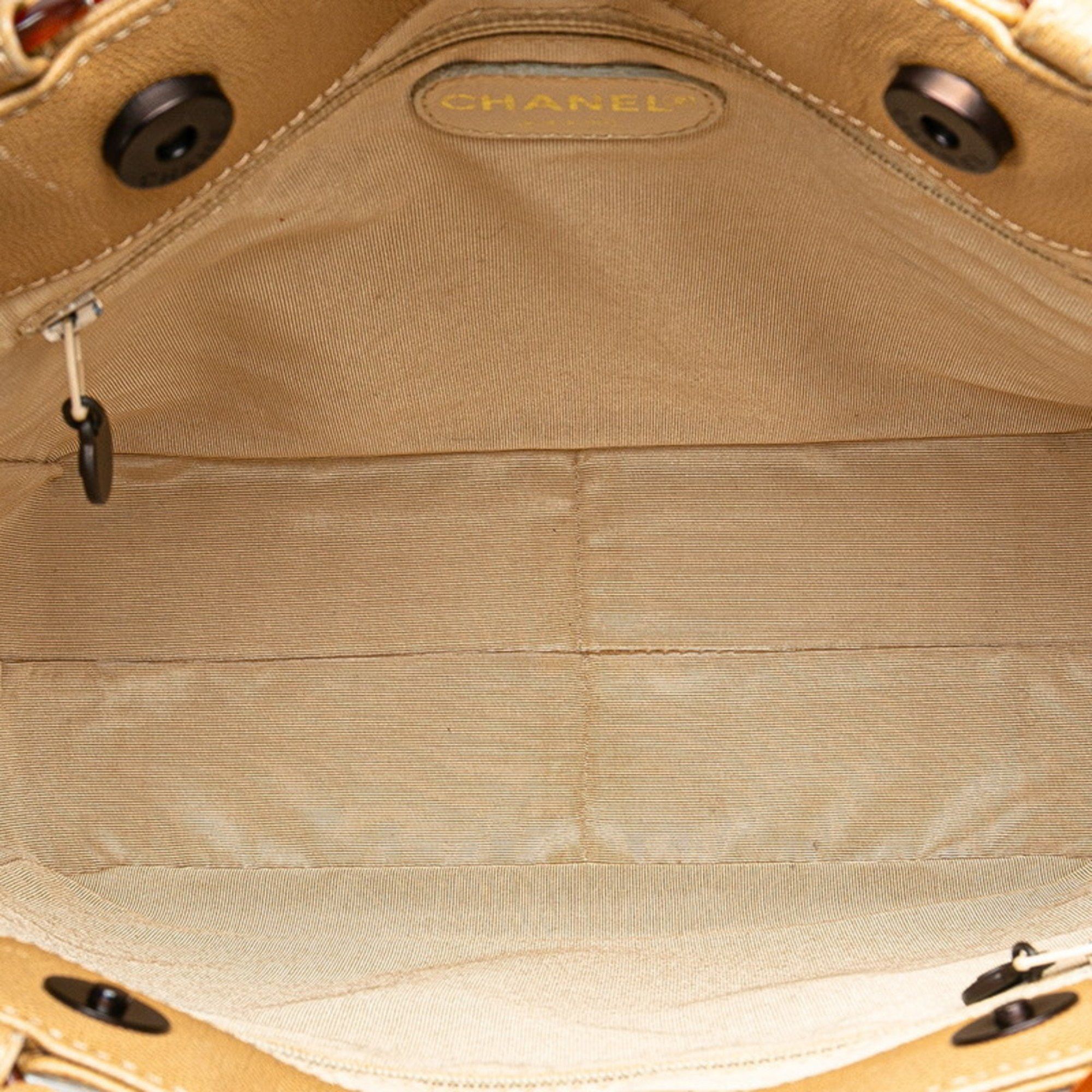Chanel Chanel Coco Mark Chain Tote Bag Shoulder Beige Caviar Skin Plastic Women's CHANEL Size ONE SIZE - 8 Thumbnail
