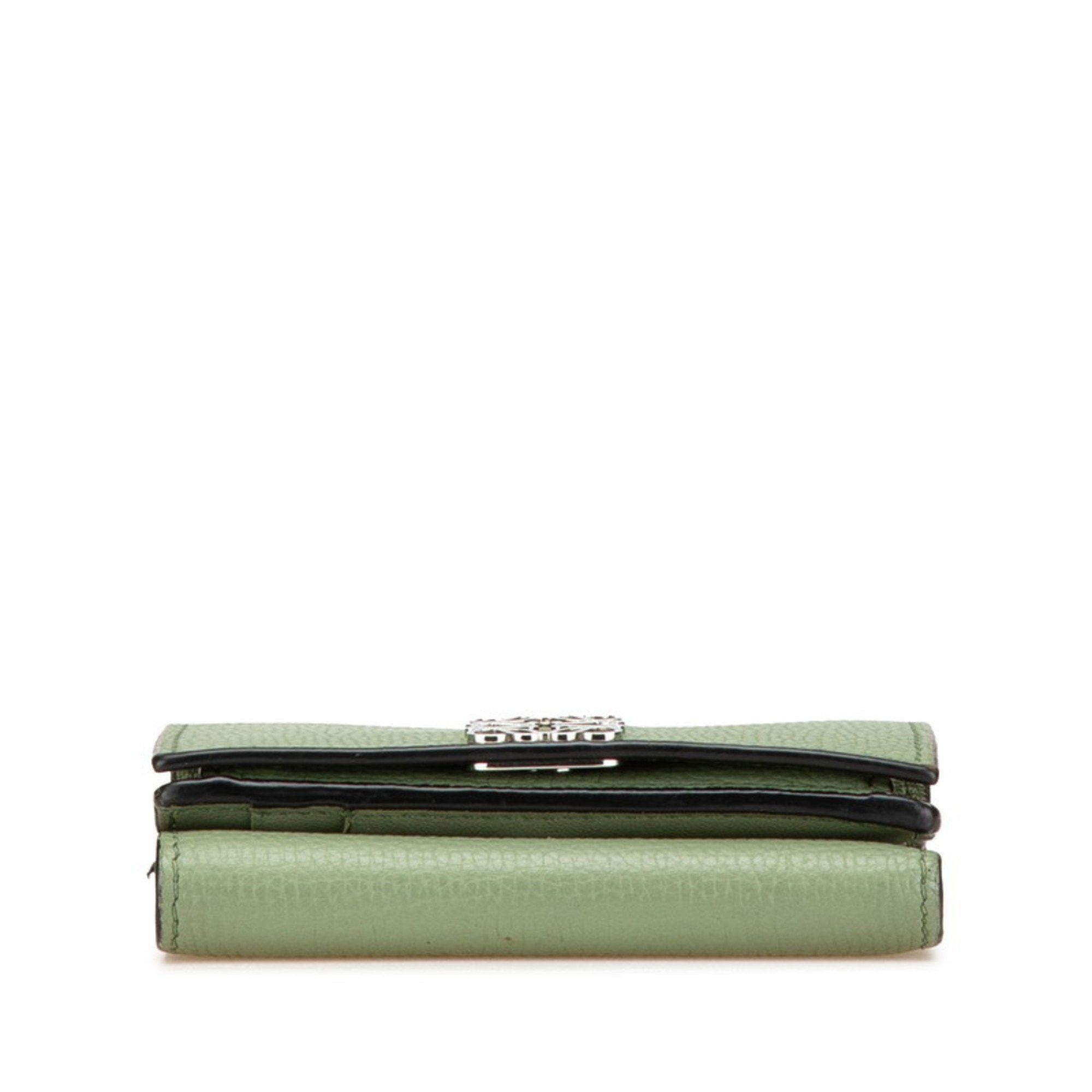 Loewe LOEWE Anagram Trifold Wallet Green Calf Leather Women's Size ONE SIZE - 3 Thumbnail