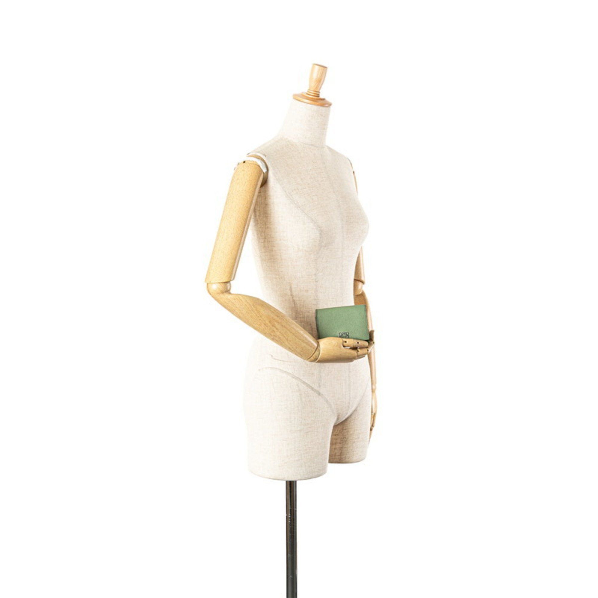 Loewe LOEWE Anagram Trifold Wallet Green Calf Leather Women's Size ONE SIZE - 11 Thumbnail