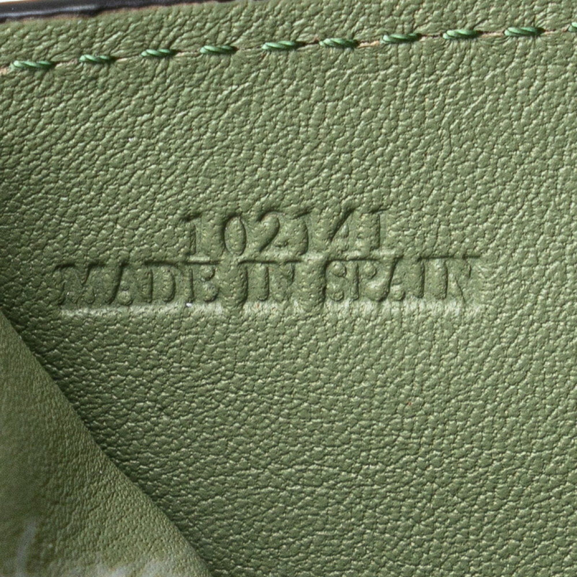 Loewe LOEWE Anagram Trifold Wallet Green Calf Leather Women's Size ONE SIZE - 10 Thumbnail