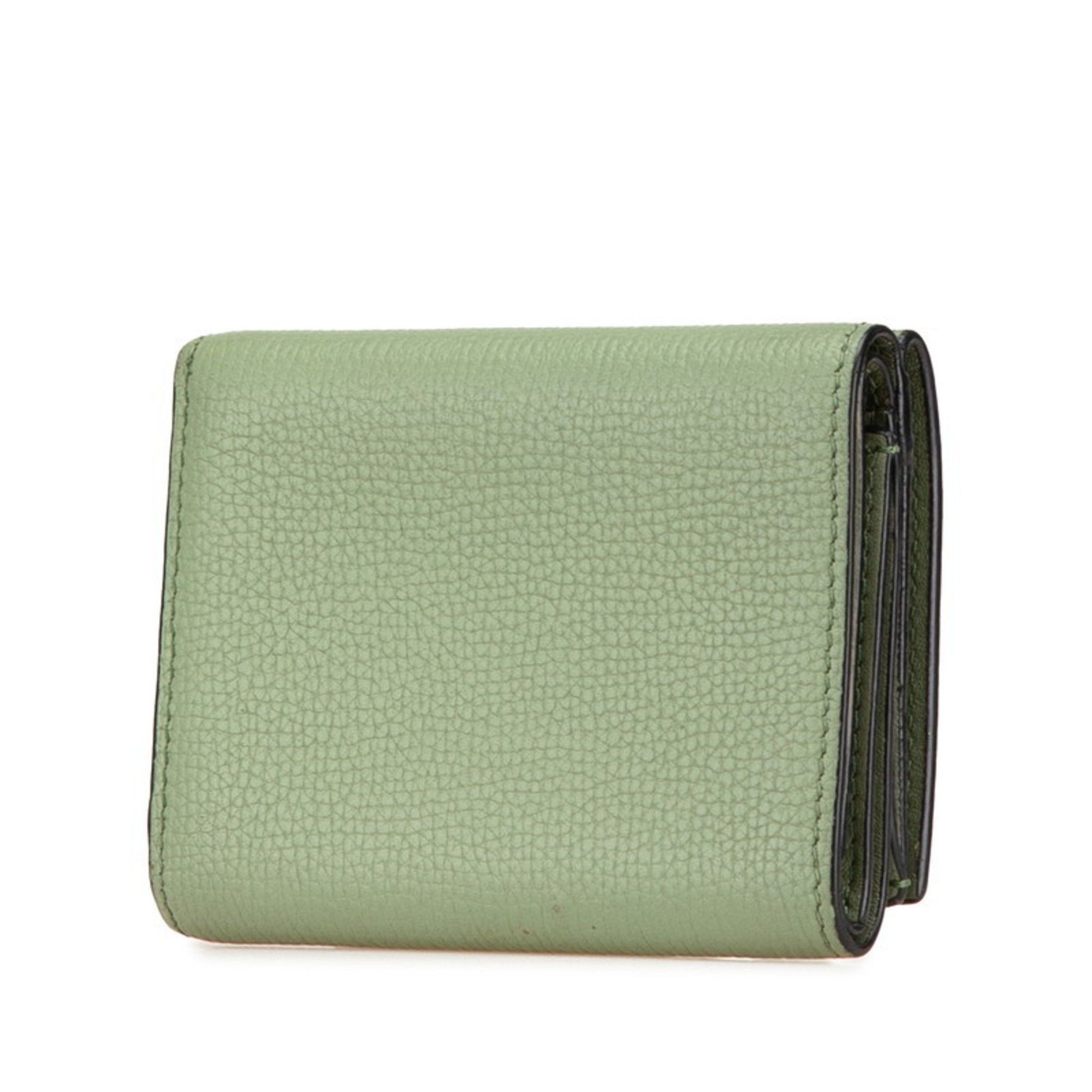 Loewe LOEWE Anagram Trifold Wallet Green Calf Leather Women's Size ONE SIZE - 2 Thumbnail