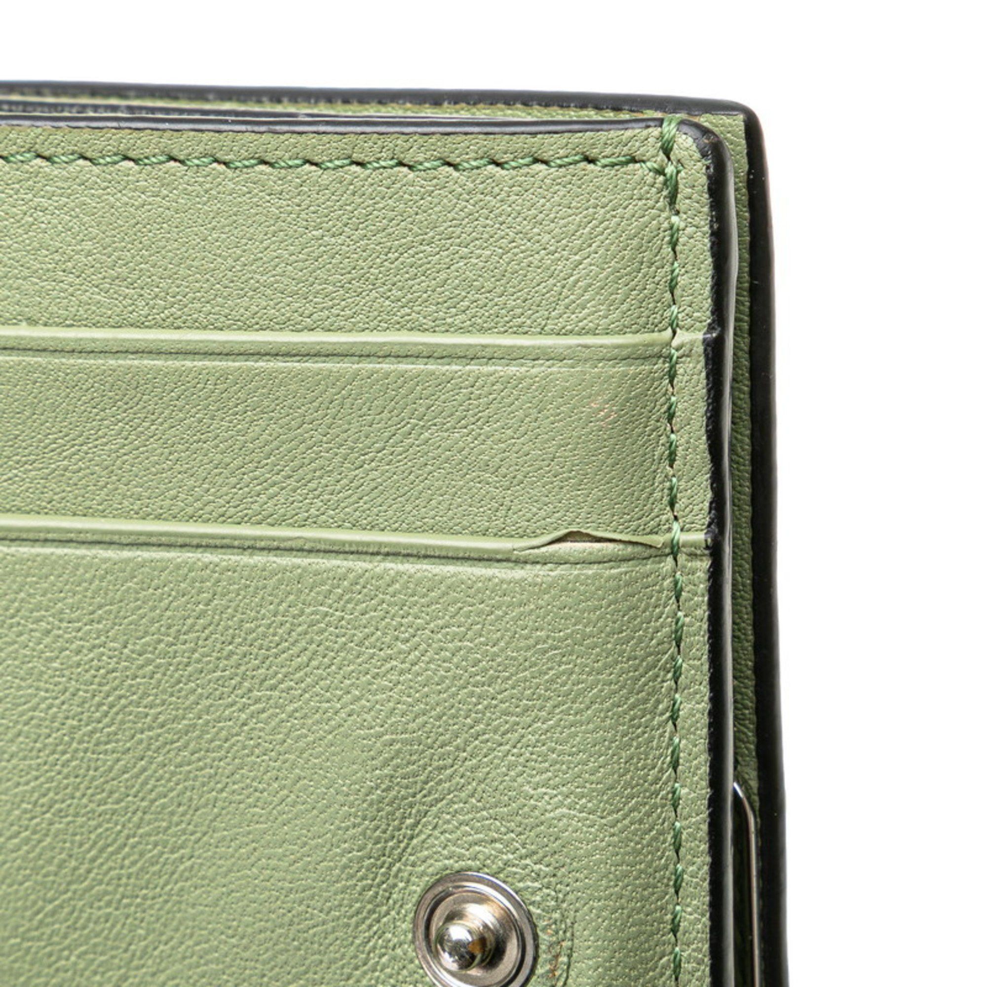 Loewe LOEWE Anagram Trifold Wallet Green Calf Leather Women's Size ONE SIZE - 5 Thumbnail