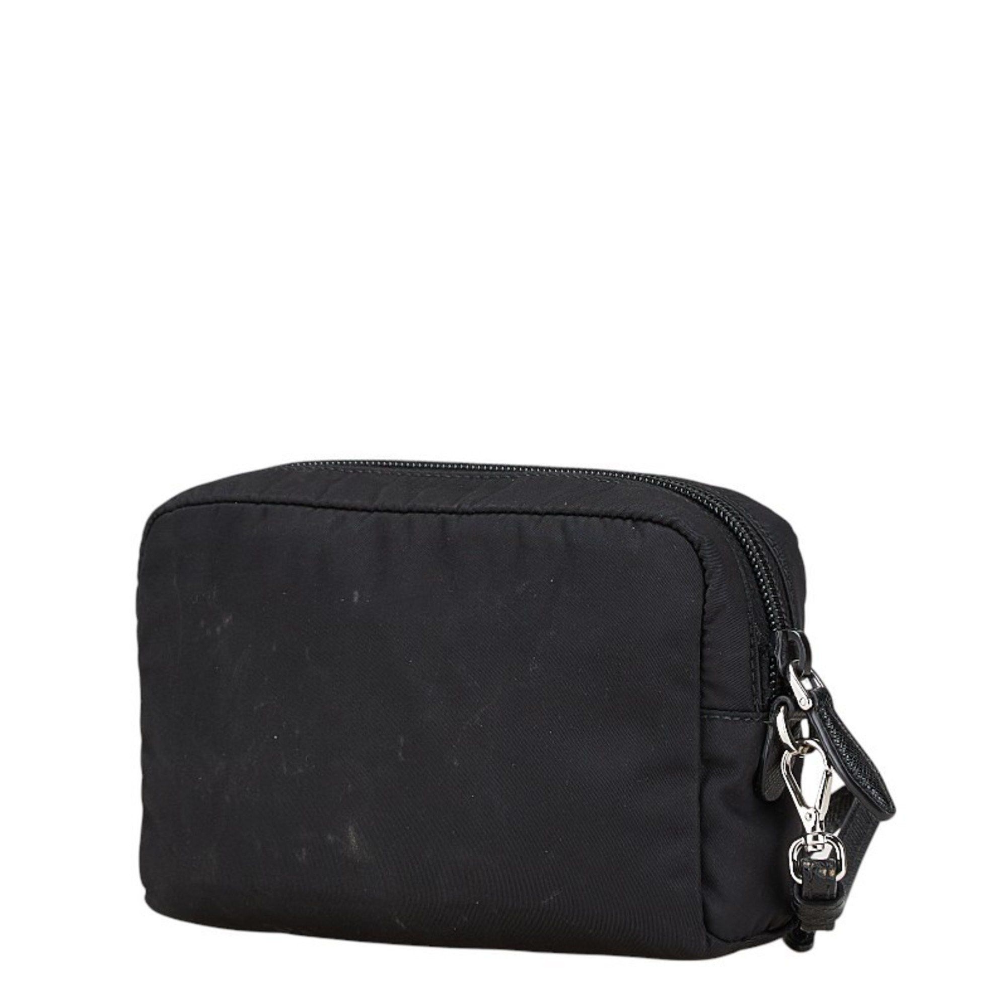 Prada Prada Vera Re-Nylon Triangle Logo Pouch, Small Item Case, Black, Nylon, Women's, PRADA Size ONE SIZE - 2 Thumbnail