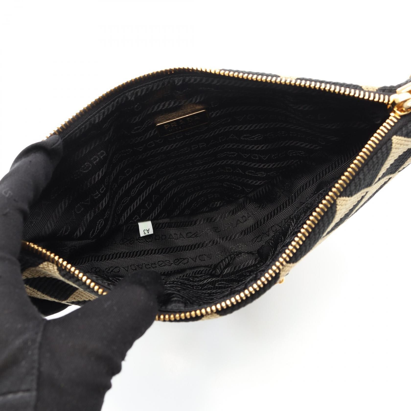 Prada Prada Prada Triangle Canvas Leather Shoulder Bag Canvas Shoulder Bag 1BC543 Size ONE SIZE - 3 Thumbnail