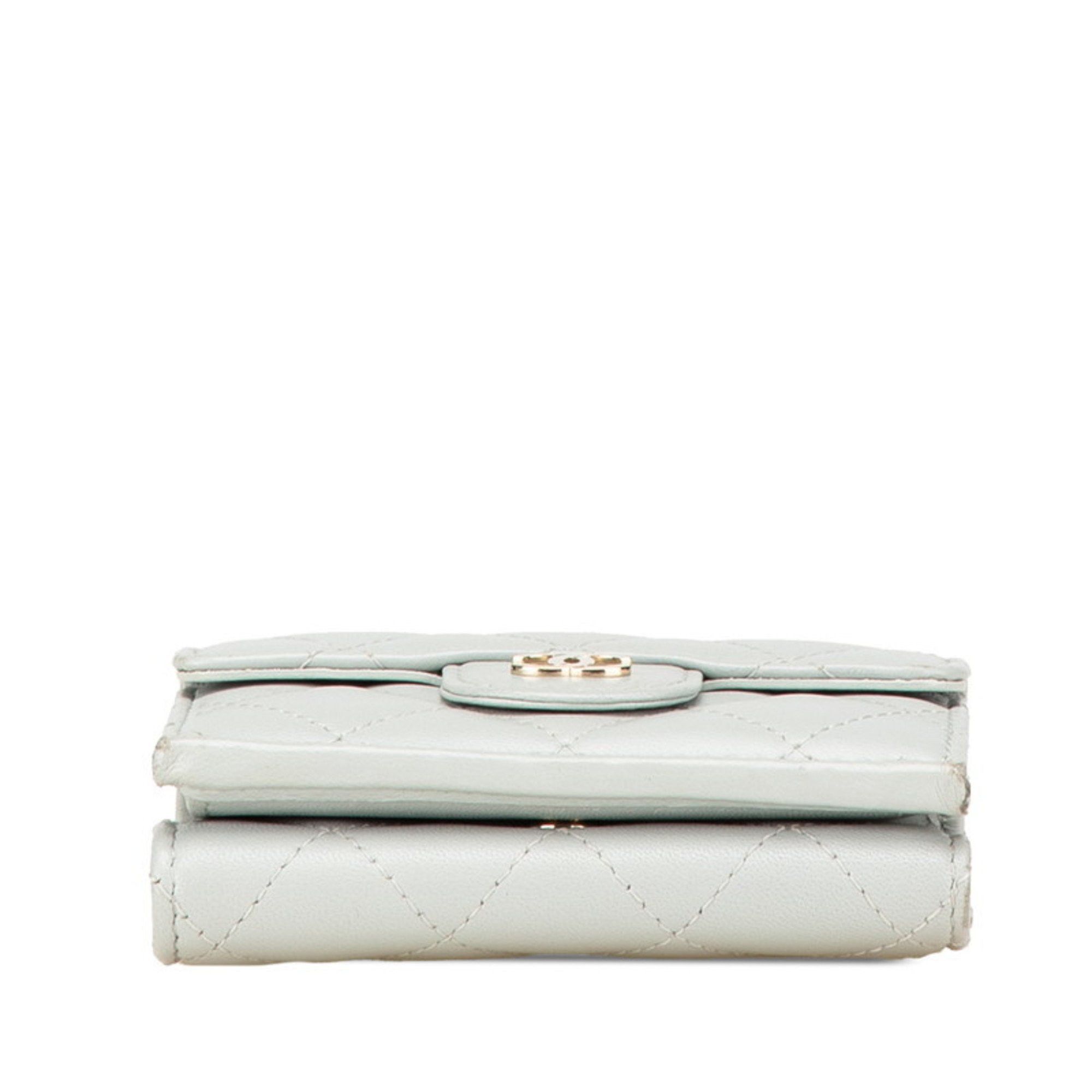 Chanel Matelasse Classic Small Flap Wallet Tri-fold AP0231 Grey Lambskin Women's CHANEL